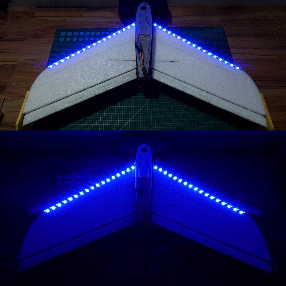 Blue LED Light Strips & Controller Switch Kit for RC Cars, Trucks, Airplanes - Compatible with Traxxas Slash, Rustler, TRX4, Axial, Tamiya, HSP - Perfect for Night Racing & Off-Road Crawling