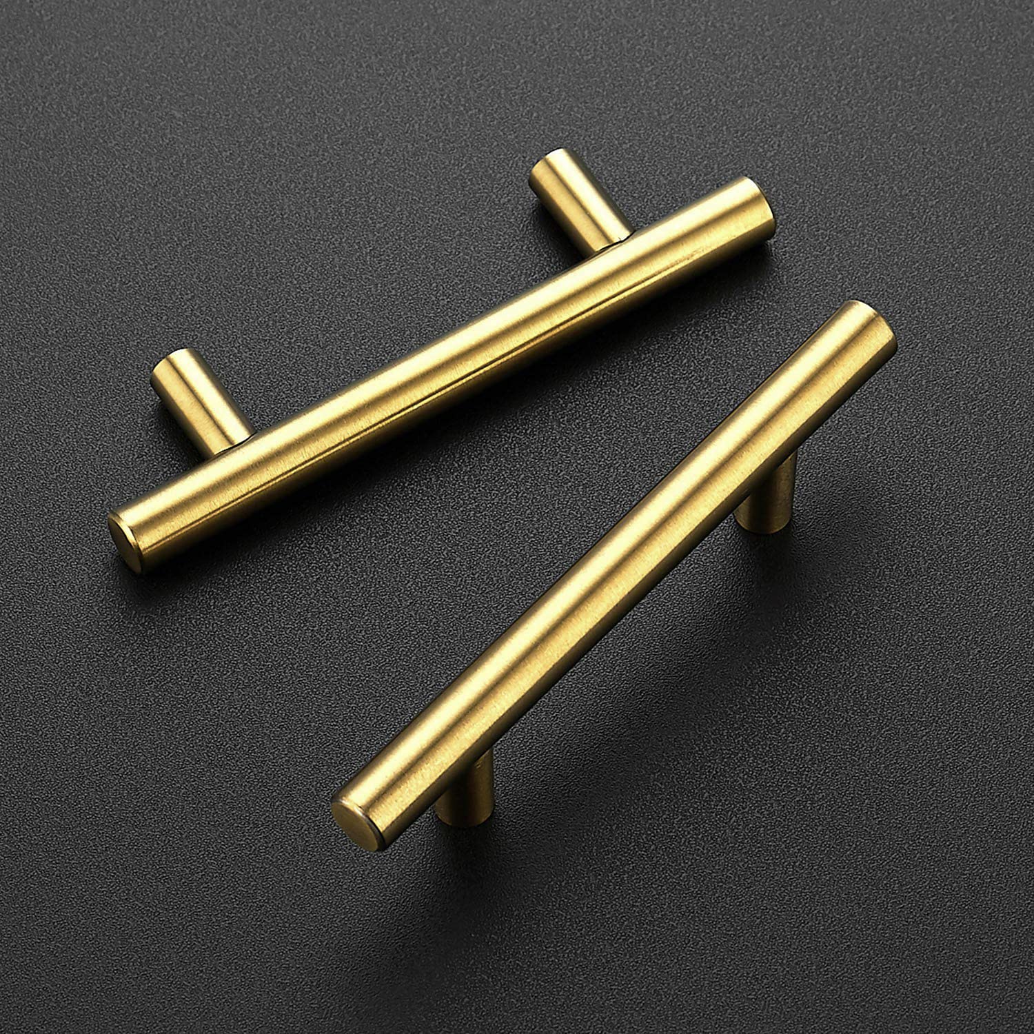 Ravinte Gold Cabinet Handles 30 Pack - 5 Inch Brushed Gold Kitchen Cabinet Pulls & 3 Inch Hole Center Brushed Brass Drawer Pulls - Durable Kitchen Hardware for Cabinets, Drawers & Cupboards - Perfect for Modern Kitchen & Bathroom Renovation