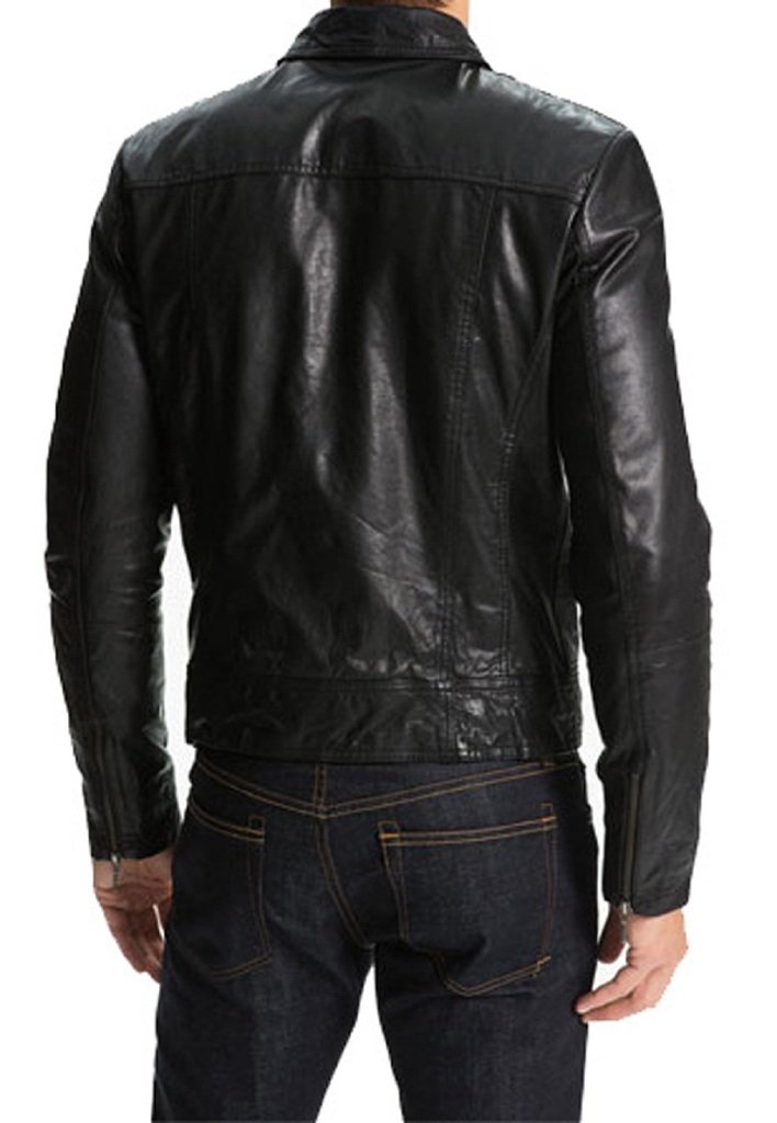Men's Slim Fit Leather Motorcycle Jacket - KL257 Black Biker Coat for Riding & Casual Wear | Durable Genuine Leather Jacket for Motorcycle Enthusiasts & Fashion Style
