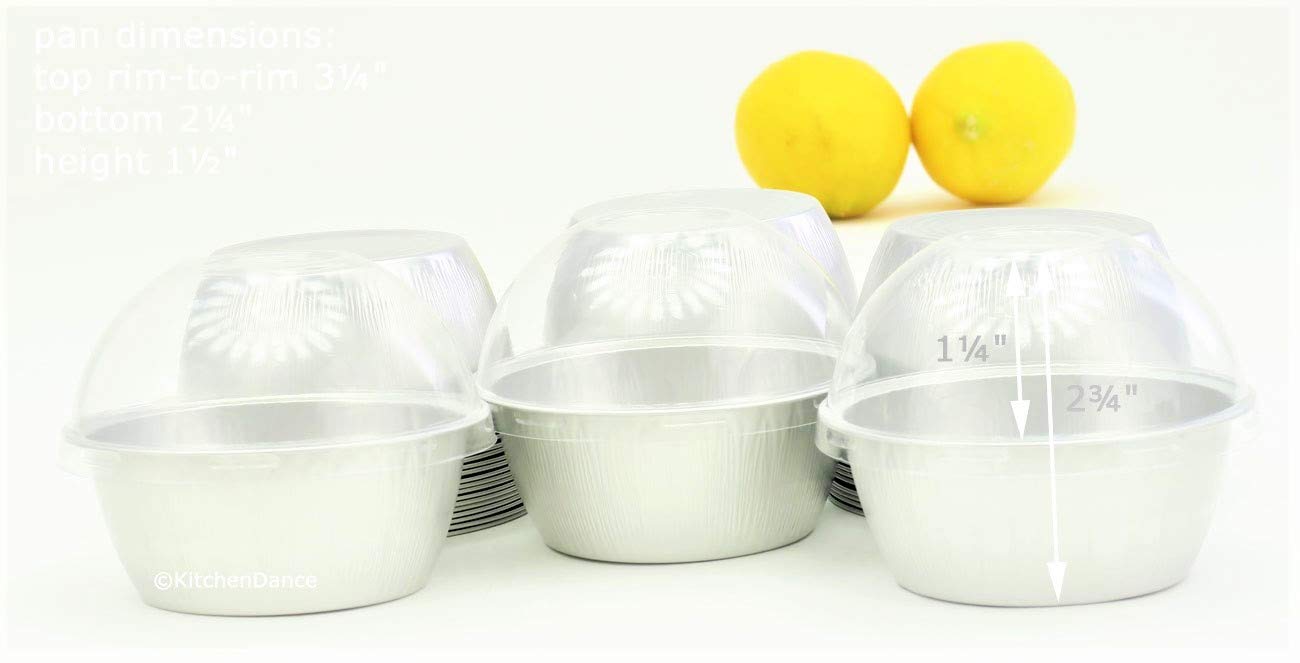 KitchenDance 4 oz Disposable Aluminum Baking Cups with Lids - 500 Pack Silver High Dome Dessert Cups for Creme Brulee, Cupcakes & Party Treats | Perfect for Baking, Catering & Home Kitchen Use