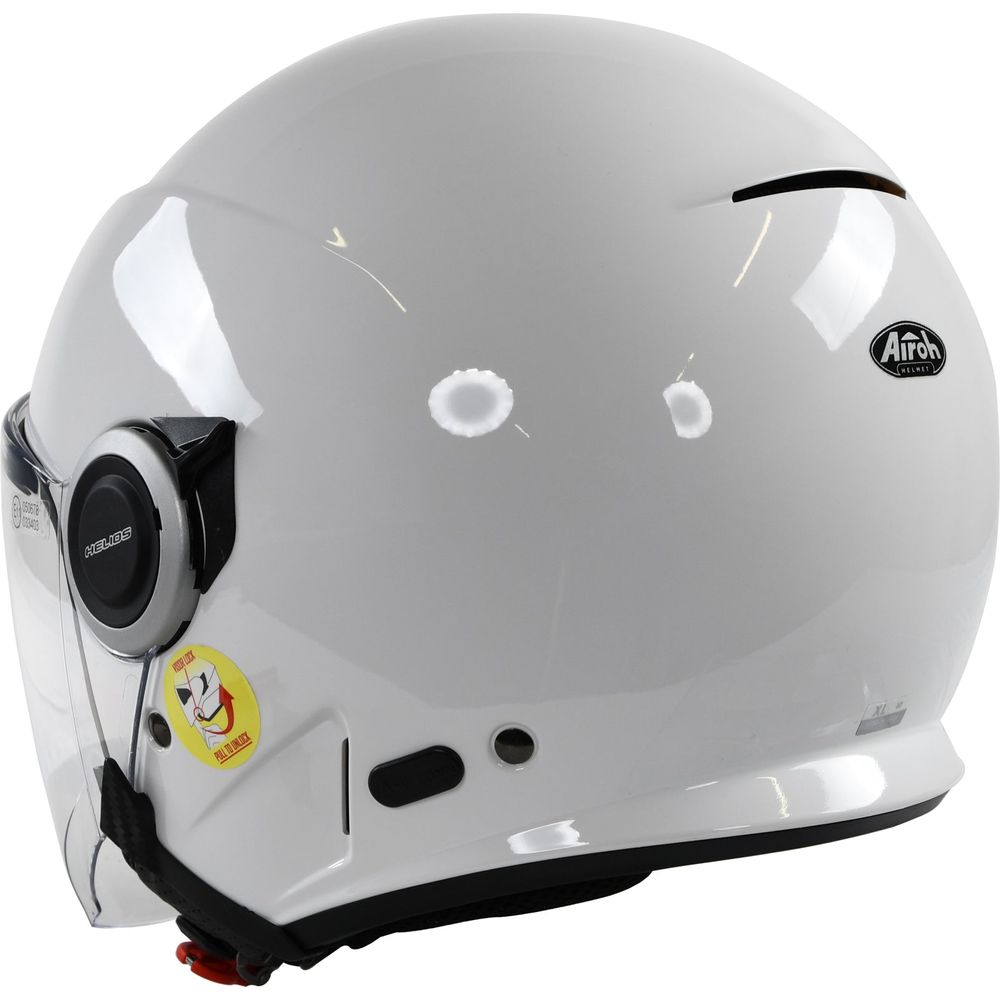 Airoh Helios Jet Motorcycle Helmet Gloss White - Lightweight Full Face Helmet for Street Biking & Urban Commuting