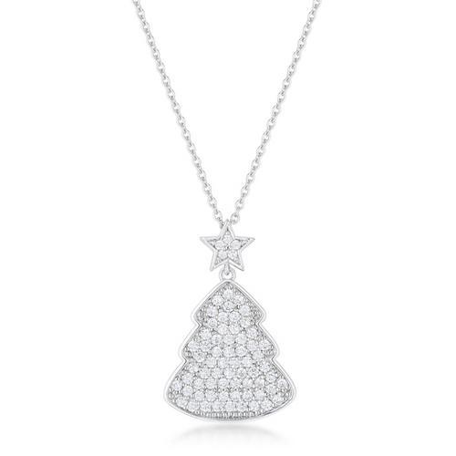 Elegant Clear Christmas Tree Pendant Necklace - Perfect Holiday Gift for Women, Party & Festive Jewelry Accessory