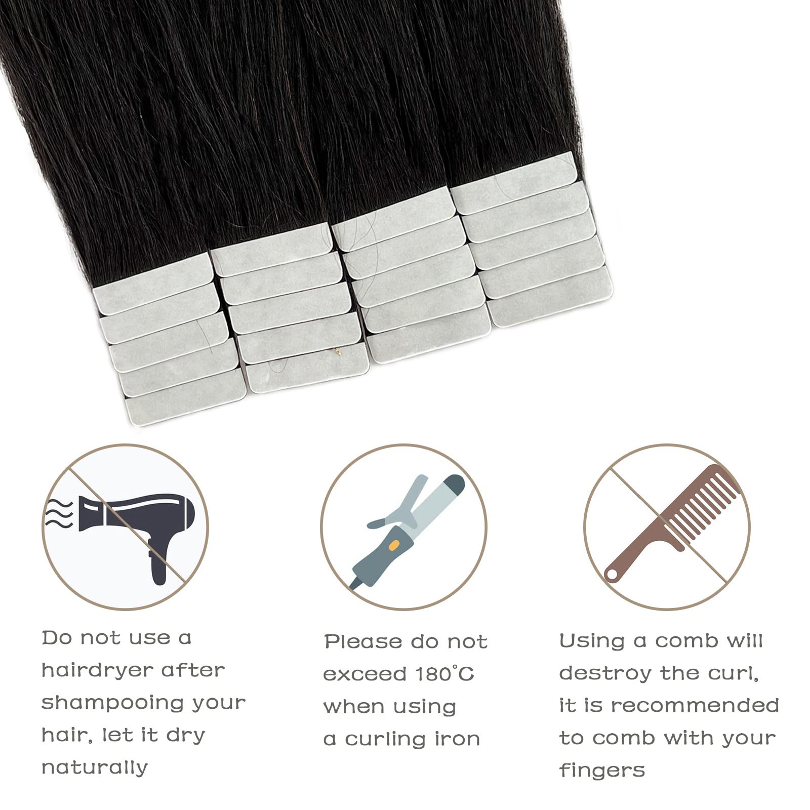 Premium 20-Piece Tape in Hair Extensions - 16inch Yaki Straight Remy Human Hair, 50g Natural Black Color, Seamless Skin Weft for a Flawless Look | Perfect for Daily Wear, Special Occasions & Styling