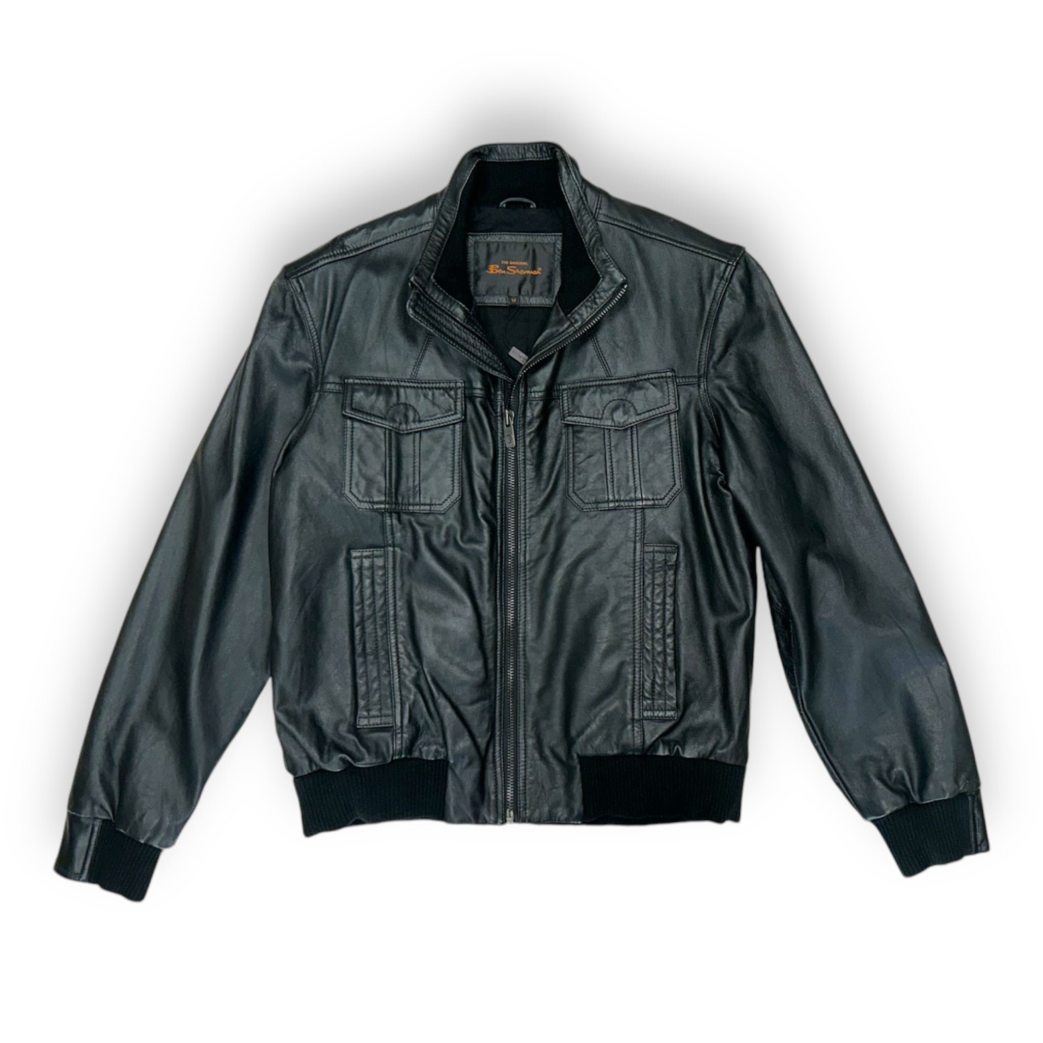 Ben Sherman Genuine Leather Jacket for Men - Classic Biker Style, Premium Quality, Slim Fit - Perfect for Motorcycle Rides, Casual Outings & Night Out