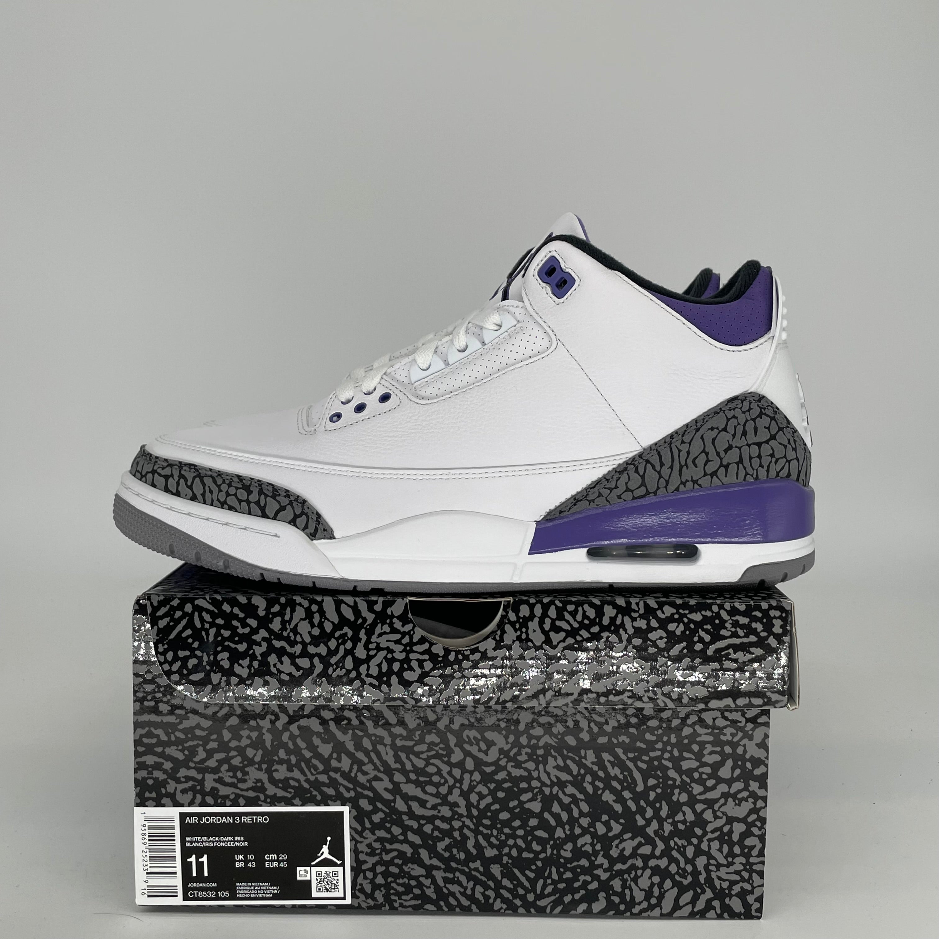 AIR JORDAN 3 DARK IRIS Men's Basketball Shoes - Size 11 (CT8532-105) - Retro Sneakers for Running, Training & Streetwear Fashion