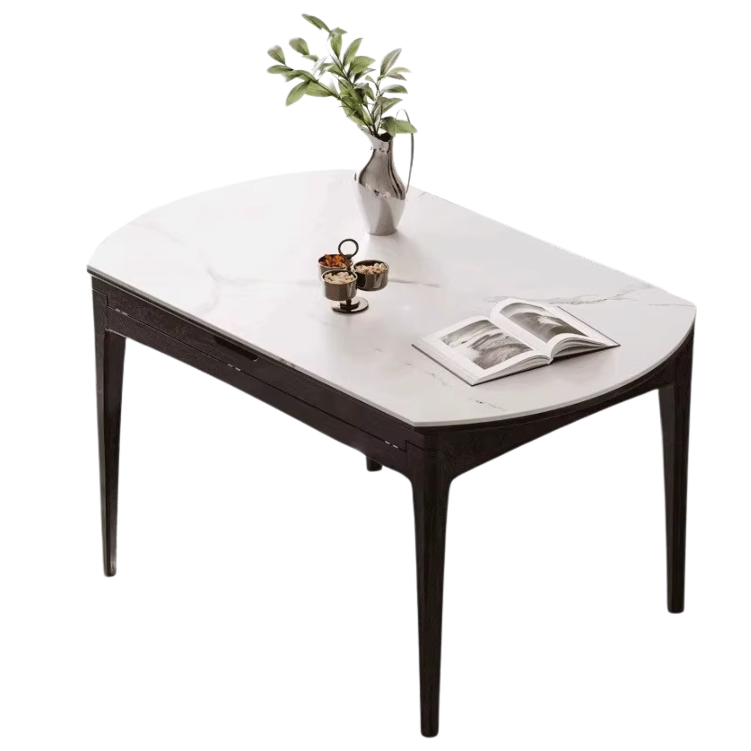 Solid Oak Wood Folding Dining Table - Light Luxury Rock Slab Design for Small Spaces, Apartments & Outdoor Dining | Durable & Stylish Home Furniture
