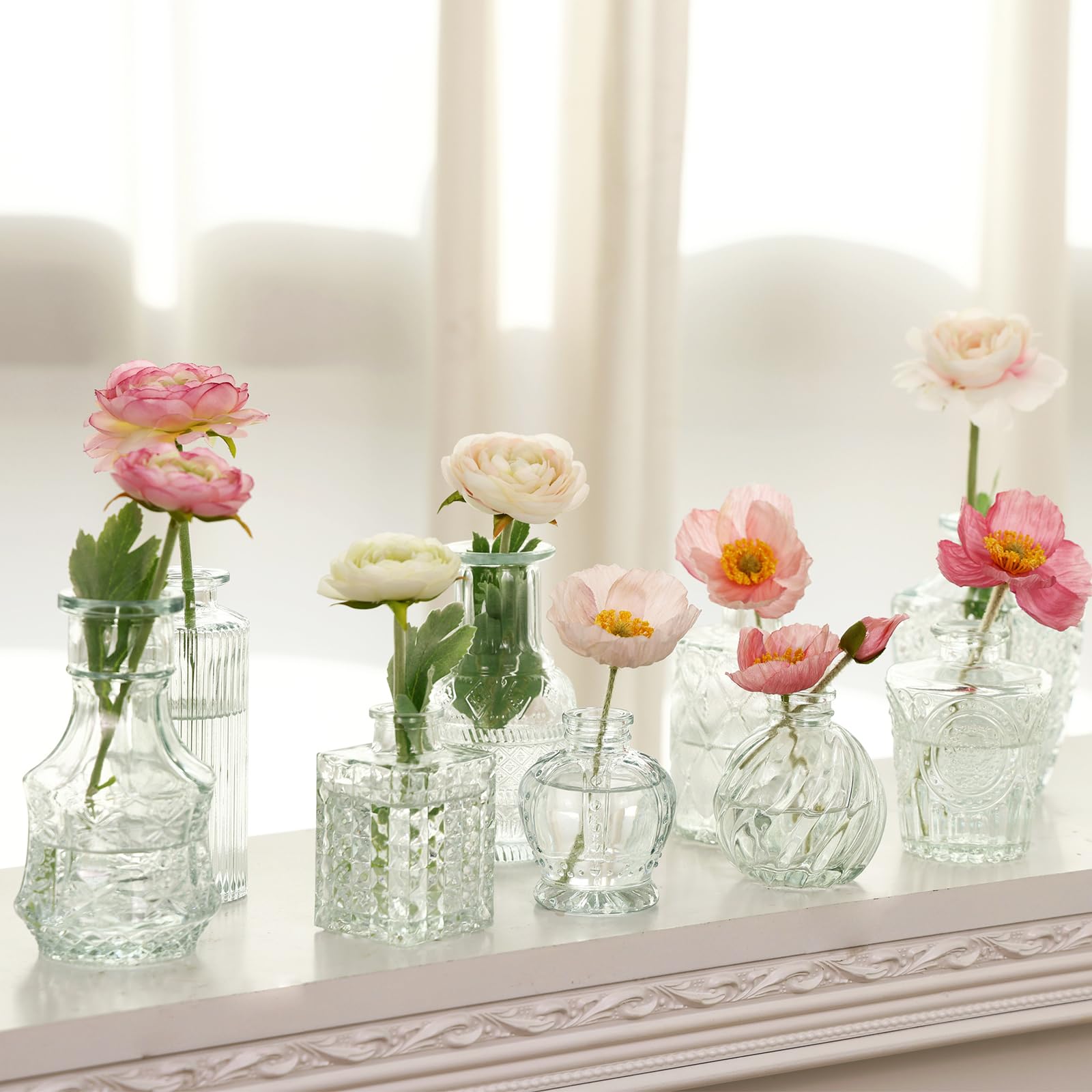 CEWOR Bulk Glass Bud Vases - Set of 64 Small Centerpiece Vases for Wedding, Home & Table Decor | Rustic Floral Arrangements, Party & Event Decorations