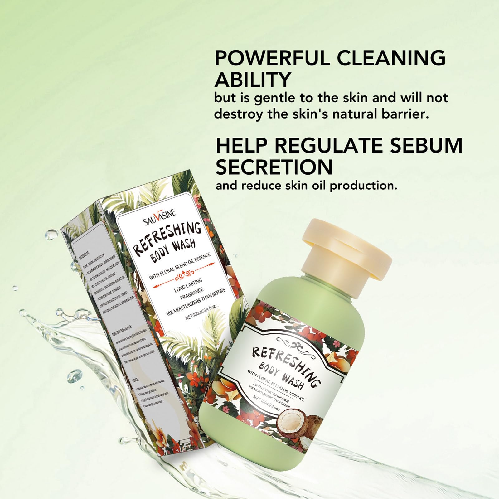 Exfoliating Coconut Body Wash with Fruit Extract & Natural Ingredients - Nourishing, Moisturizing Shower Gel for Dry Skin - 3.5 fl oz | Refreshing Daily Cleanser for Smooth, Soft Skin | Perfect for Spa Days & Post-Workout Shower