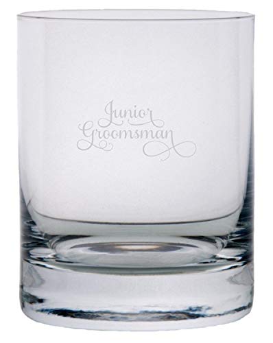 Junior Groomsman Whisky Glass - 11oz Crystal Rocks Glass for Wedding Parties