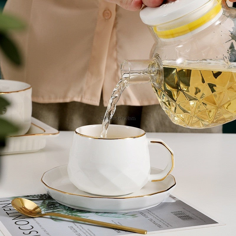 Premium English Afternoon Tea Set with Stainless Steel Warmer - Elegant Porcelain Teapot & Cups for Home, Office, or Gifting - Perfect for Tea Parties, Bridal Showers & Relaxing Afternoons