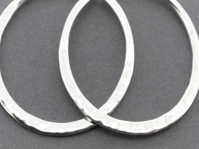 Hammered Flattened Sterling Silver Hoop Earrings - Medium Size for Women - Perfect for Everyday Wear, Parties & Gifts