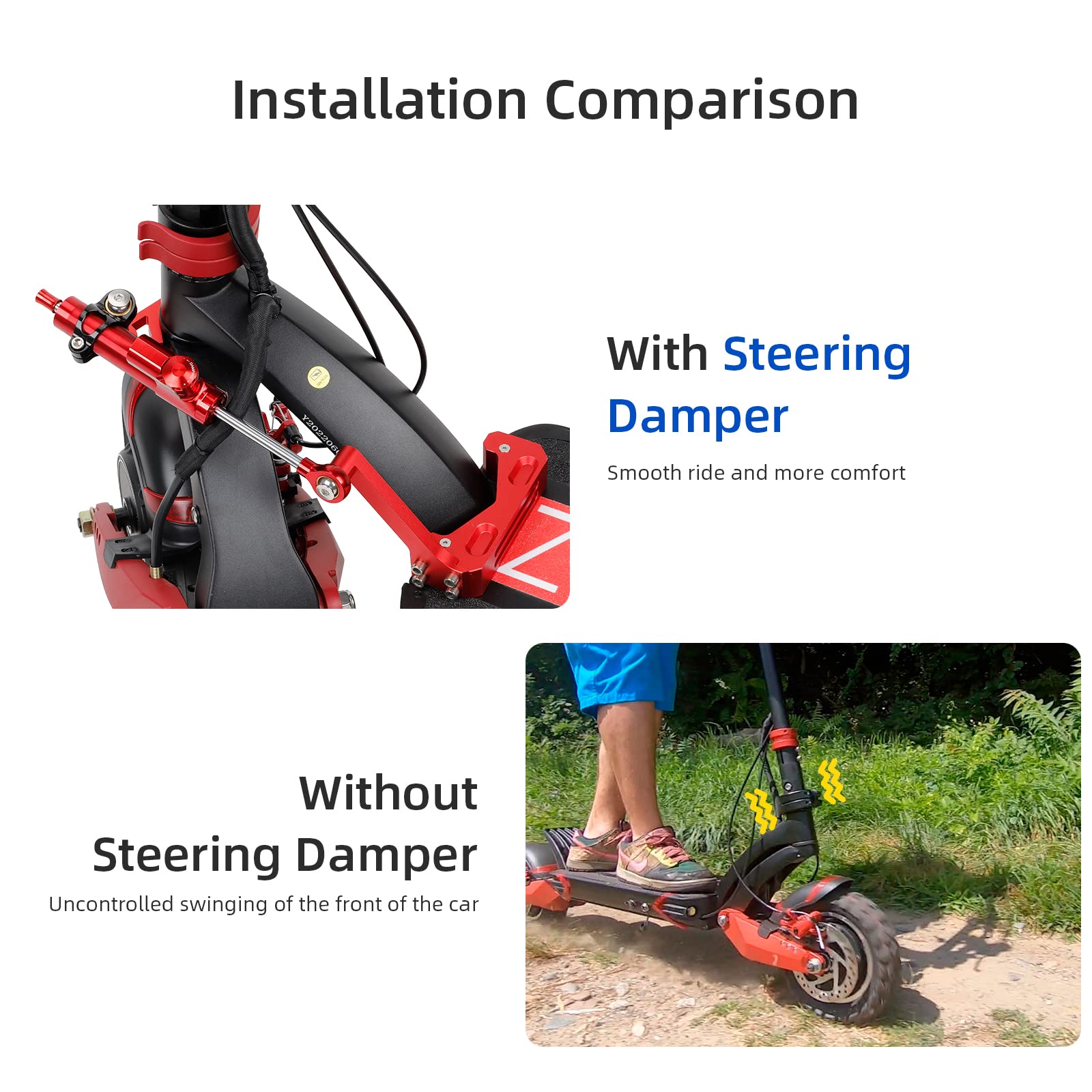 Zero 10X Electric Scooter Steering Damper Kit - High Speed Stabilizer for Wobble-Free Riding | Scooter Upgrade Accessories for Commuting & Off-Road Adventures