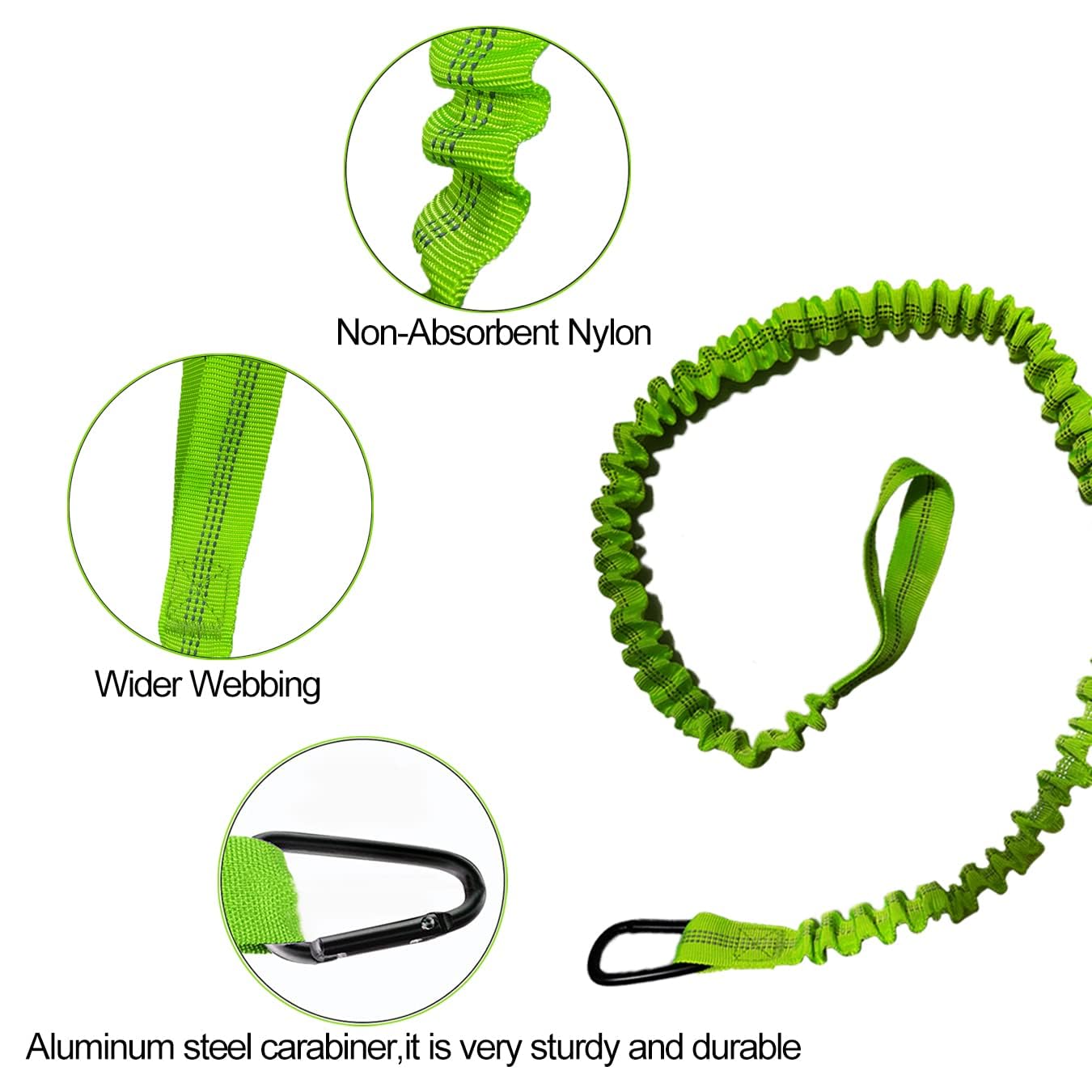 **2 Pack Stretchable Kayak Paddle Leash with Carabiner - SUP Canoe Fishing Rod Holder Tool, Secure Lanyard Rope for Water Sports & Outdoor Adventures**