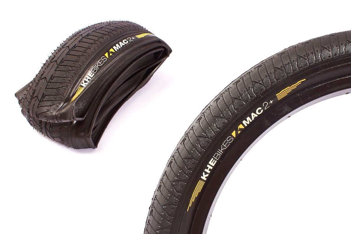 KHE BMX Tire Freestyle MAC2+ Street Park Folding 20 x 2.30 Inches Lightweight 0.79lbs Black - Perfect for BMX Racing, Street Tricks, and Park Riding