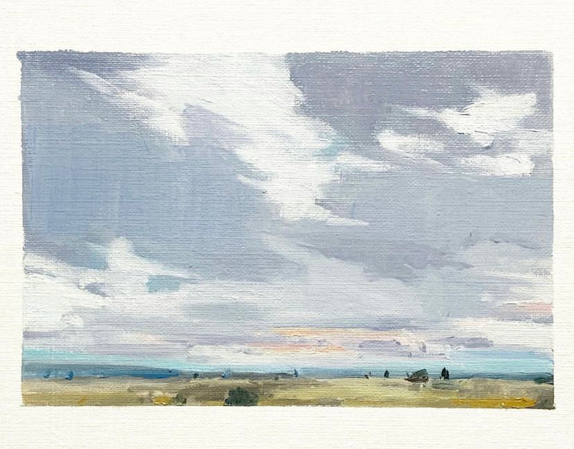 Blue Horizon Oil Painting on Canvas Paper 5x7 Inches - Perfect for Home Decor, Office Art & Gift Ideas