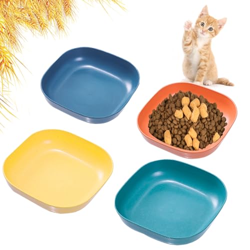 4pcs Shallow Cat Bowls-dark Colour