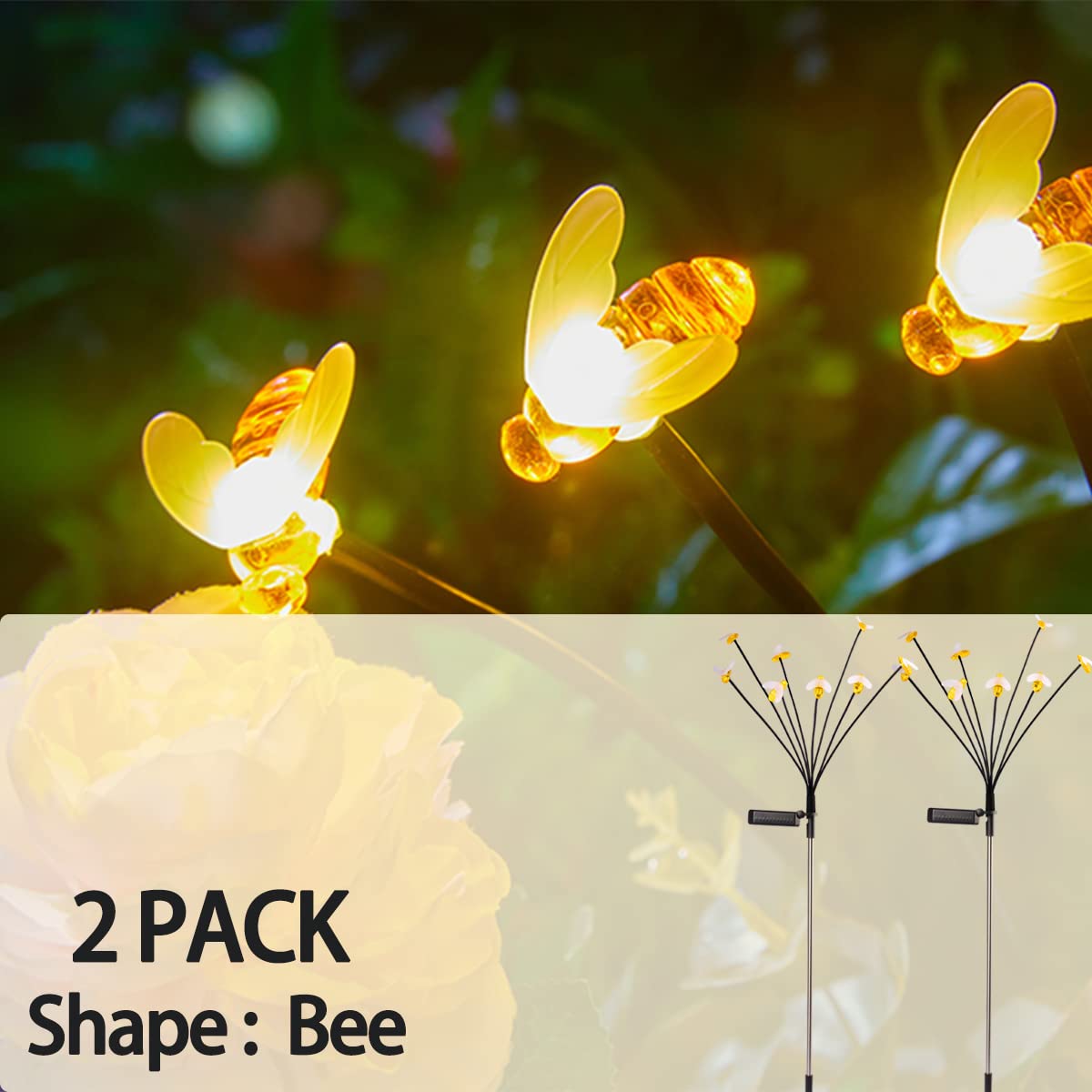 Solar Firefly Lights - 20 LED Waterproof Outdoor Garden Lights for Patio & Pathway Decor