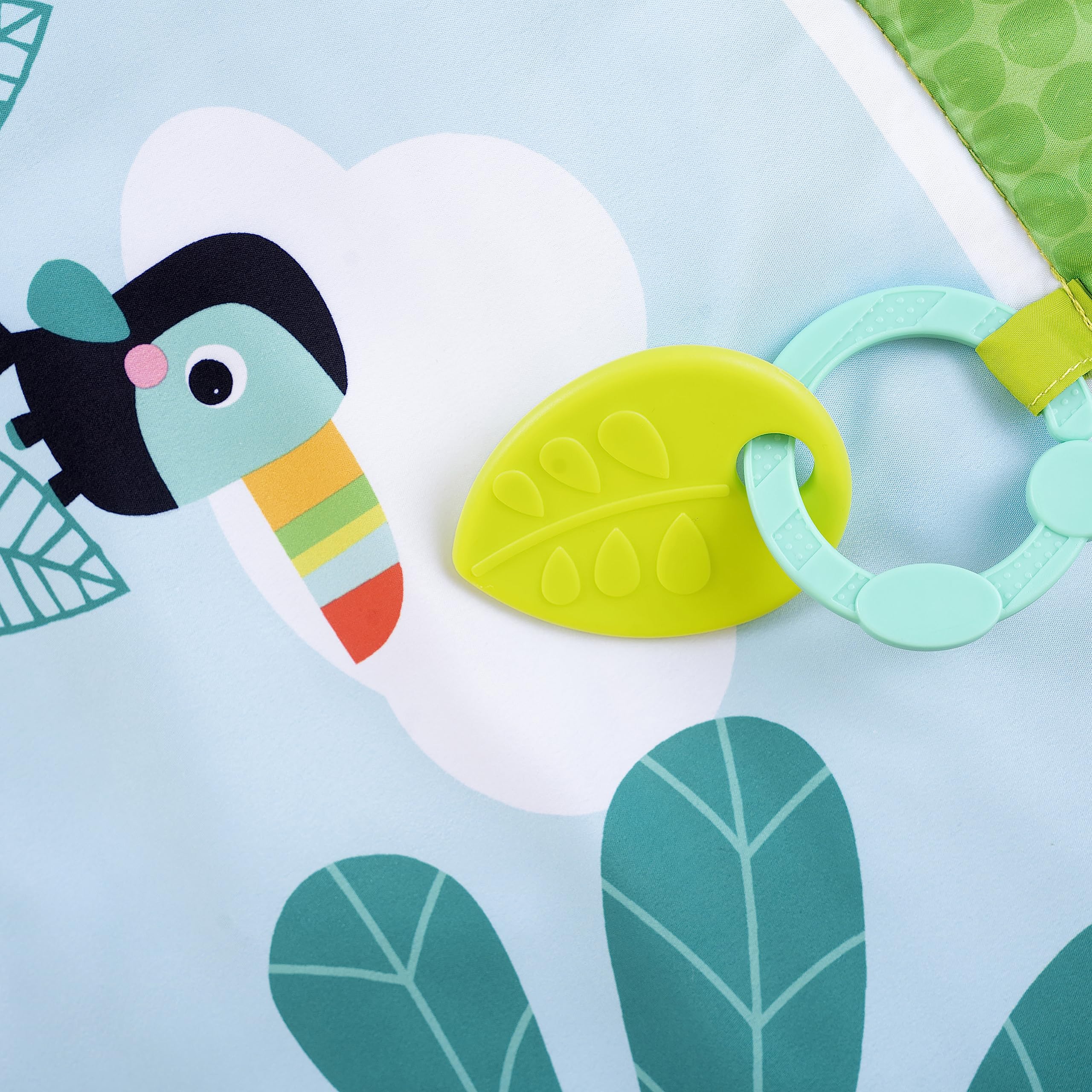 Bright Starts Easy Breezy Baby Tummy Time Activity Mat with 2 Detachable Toys | Compact & Machine Washable Playmat for Newborns & Infants | Perfect for Floor Play, Sensory Development & Early Learning