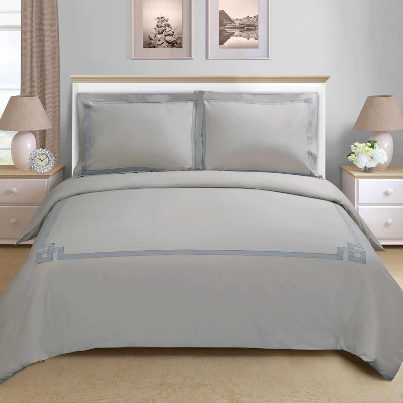 Premium Miller Cotton Embroidered 3-Piece Duvet Cover Set - Soft & Breathable Bedding for Master Bedroom, Guest Room & Dorm Decor