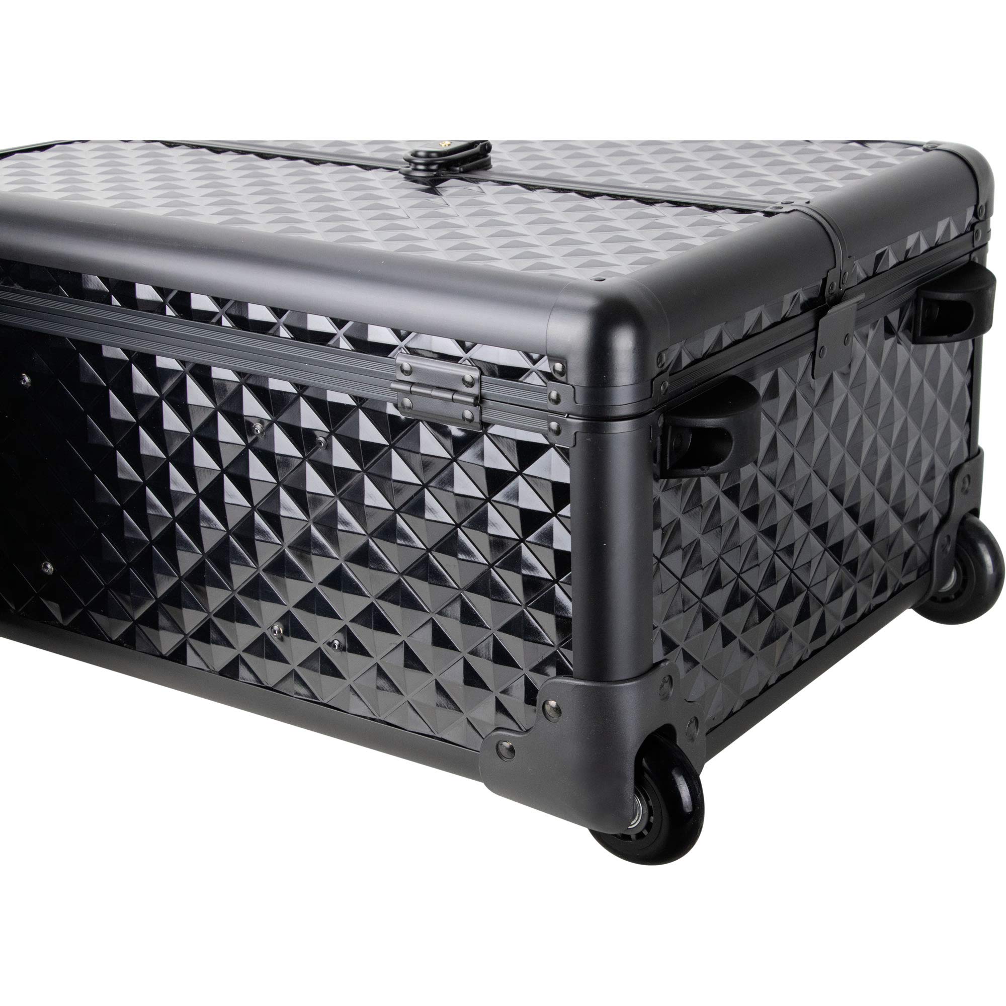 Professional 3-in-1 Rolling Makeup Train Case for Cosmetics & Hair Stylists - Heavy Duty Travel Organizer with Extendable Trays, Adjustable Dividers, Mirror & Large Drawers - Perfect for Salon Artists, Bridal Makeup & On-The-Go Professionals