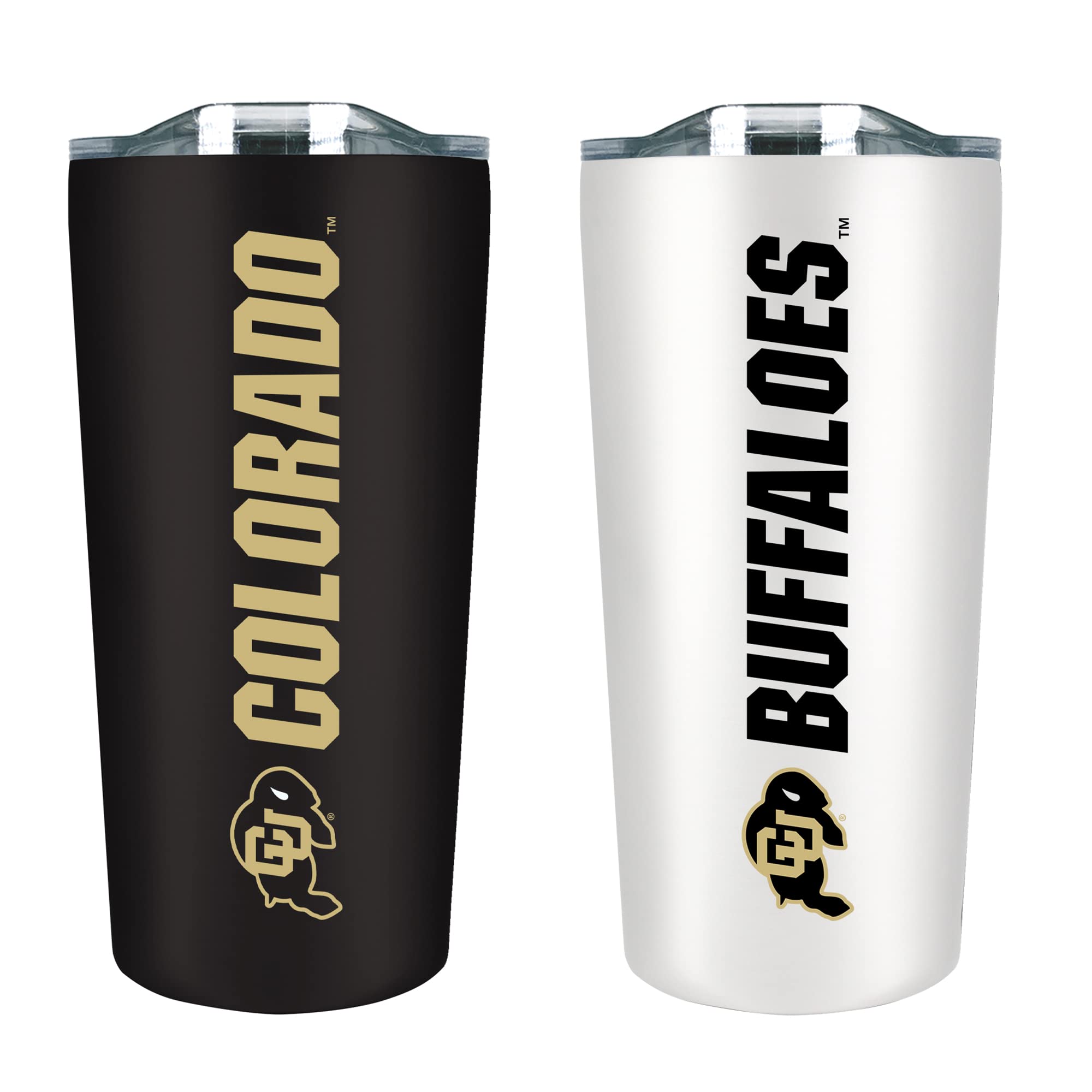Colorado University Buffaloes Double-Walled Insulated Tumbler Set (20oz, Black & White) - Leakproof Travel Mug for Coffee, Tea & Cold Drinks - Perfect for Campus, Office & Outdoor Activities