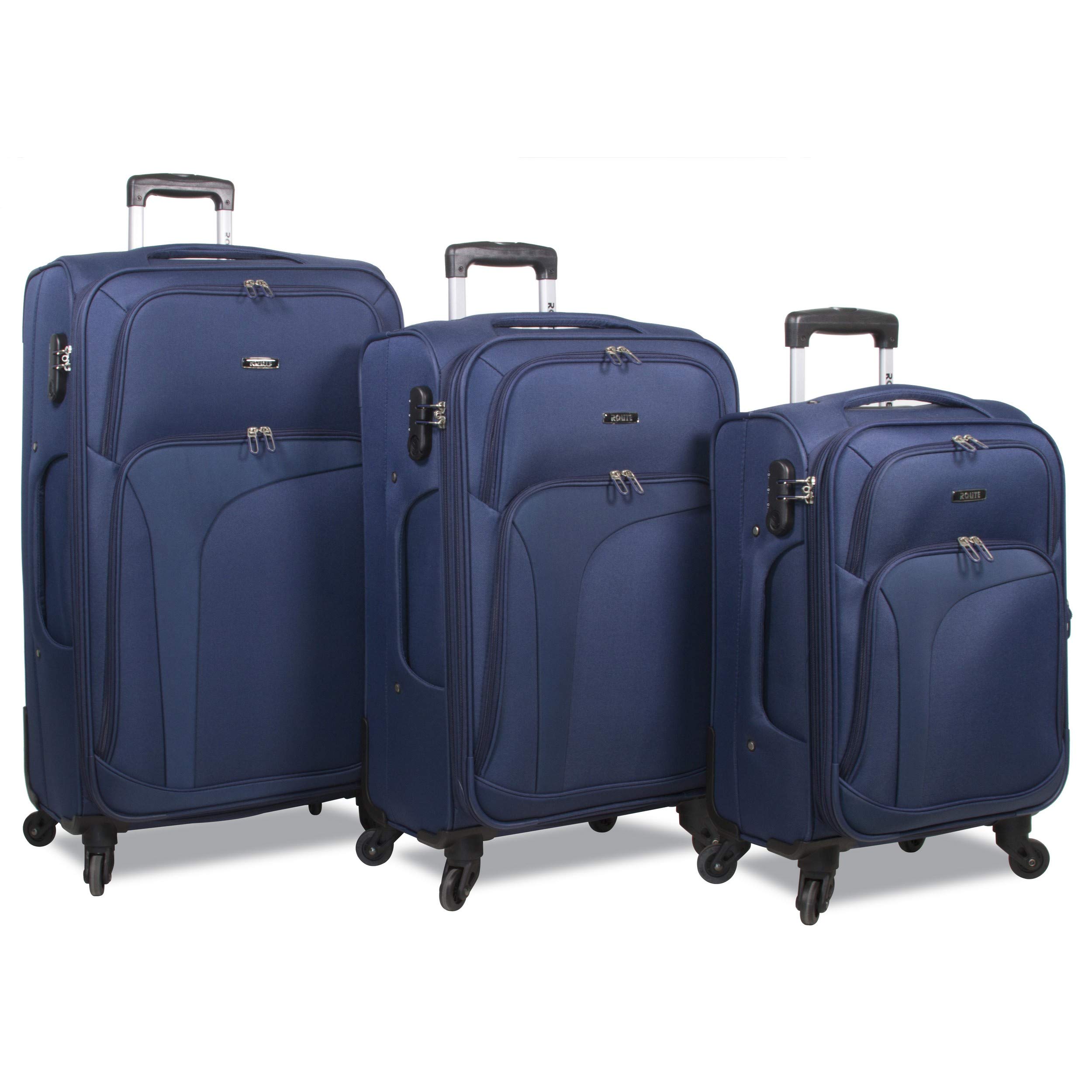 Rolite Rover 3-Piece Expandable Spinner Luggage Set in Navy - Perfect for Travel, Business Trips & Family Vacations