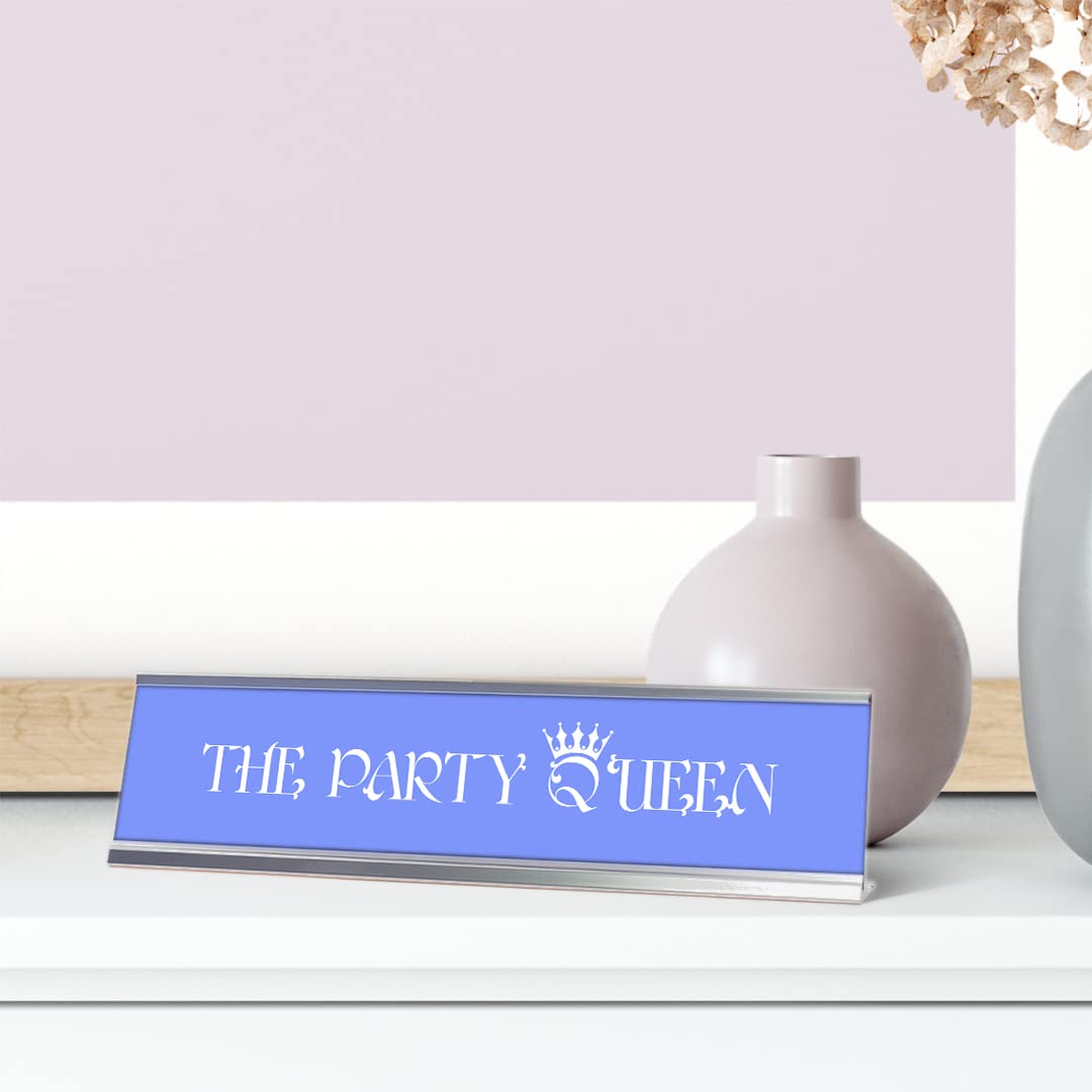 Purple Silver Frame Desk Sign (2x8