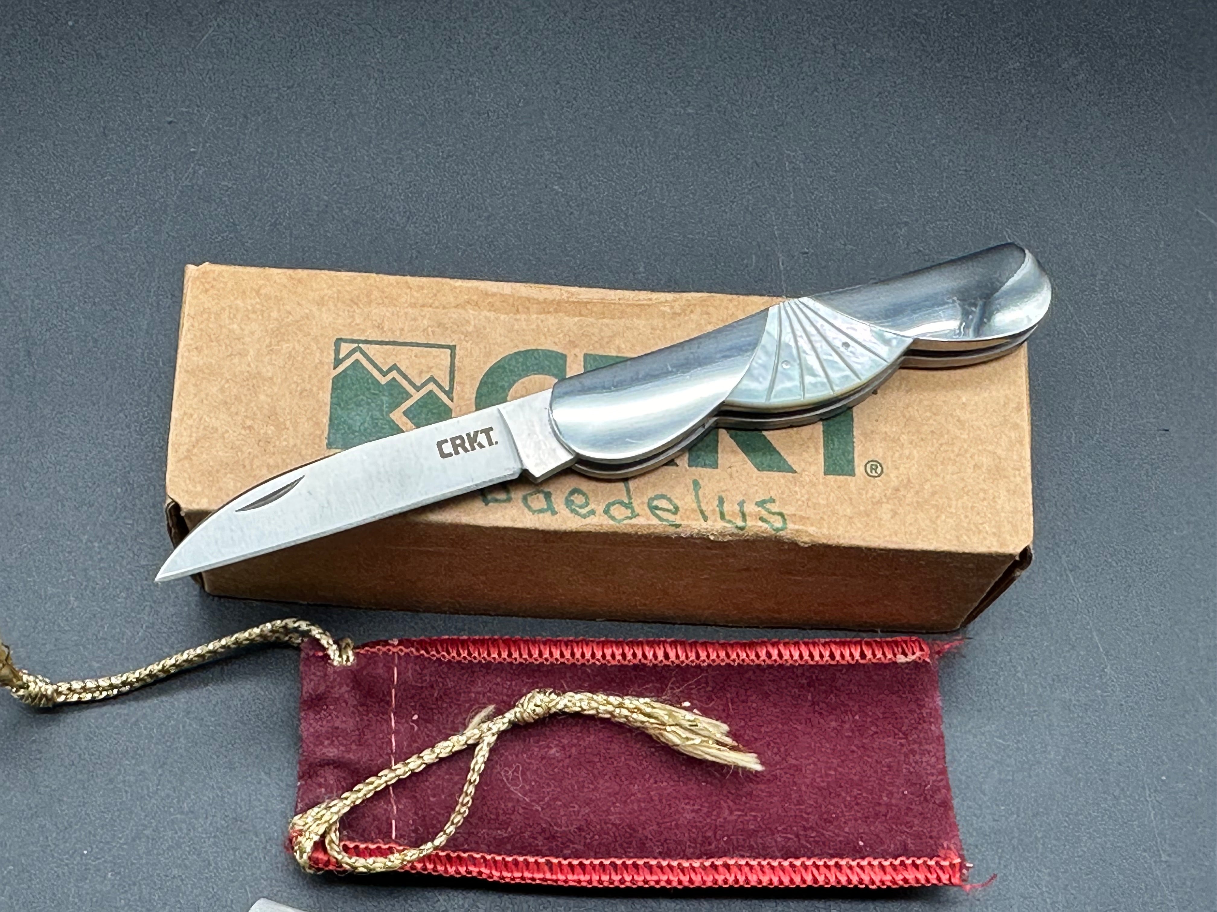 CRKT 6405 Daedalus Slip Joint Pocket Knife - 8CR14 Stainless Steel Blade with Genuine Mother of Pearl Handles & Pouch - Perfect for EDC, Camping, Hunting and Outdoor Adventures