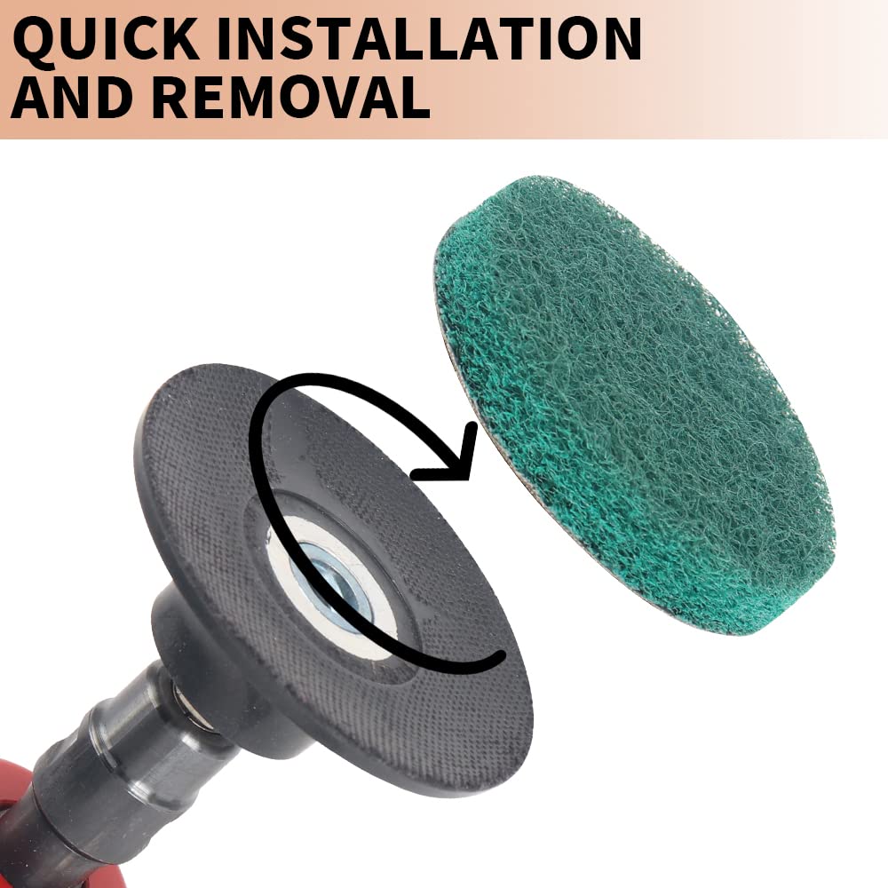3 Inch Scrubber Scouring Pads Cleaning Kit - 10Pcs 180Grit Nylon Roll Lock Disc for Die Grinder Drill - Quick Change Surface Conditioning Sanding Discs for Tub, Tile, Metal & Wood Cleaning - Rust Removal & Surface Restoration - Perfect for Home Improvement, Auto Repair & DIY Projects