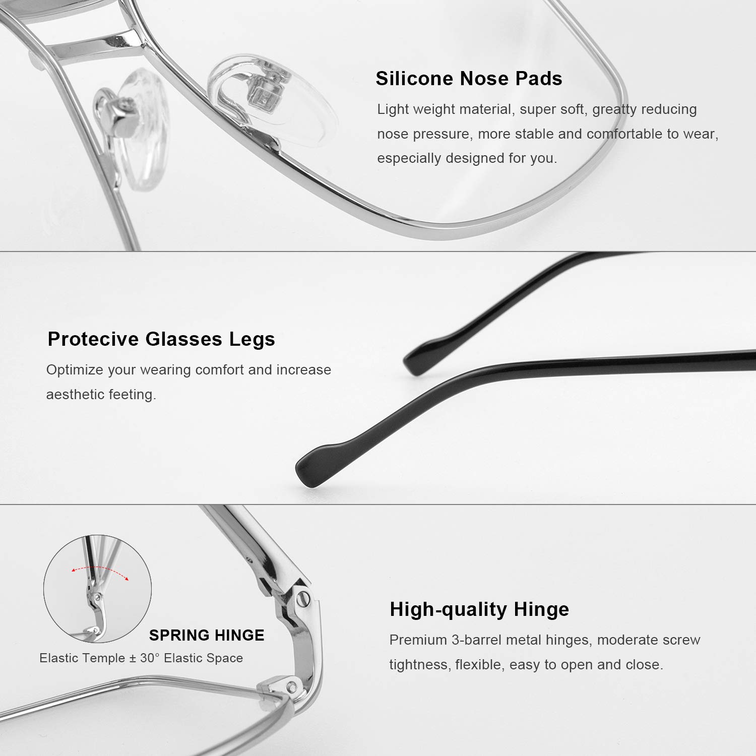 Blue Light Blocking Reading Glasses for Men - Square Frame with Double Bridge - Computer Glasses for Office Work, Screen Time & Reading