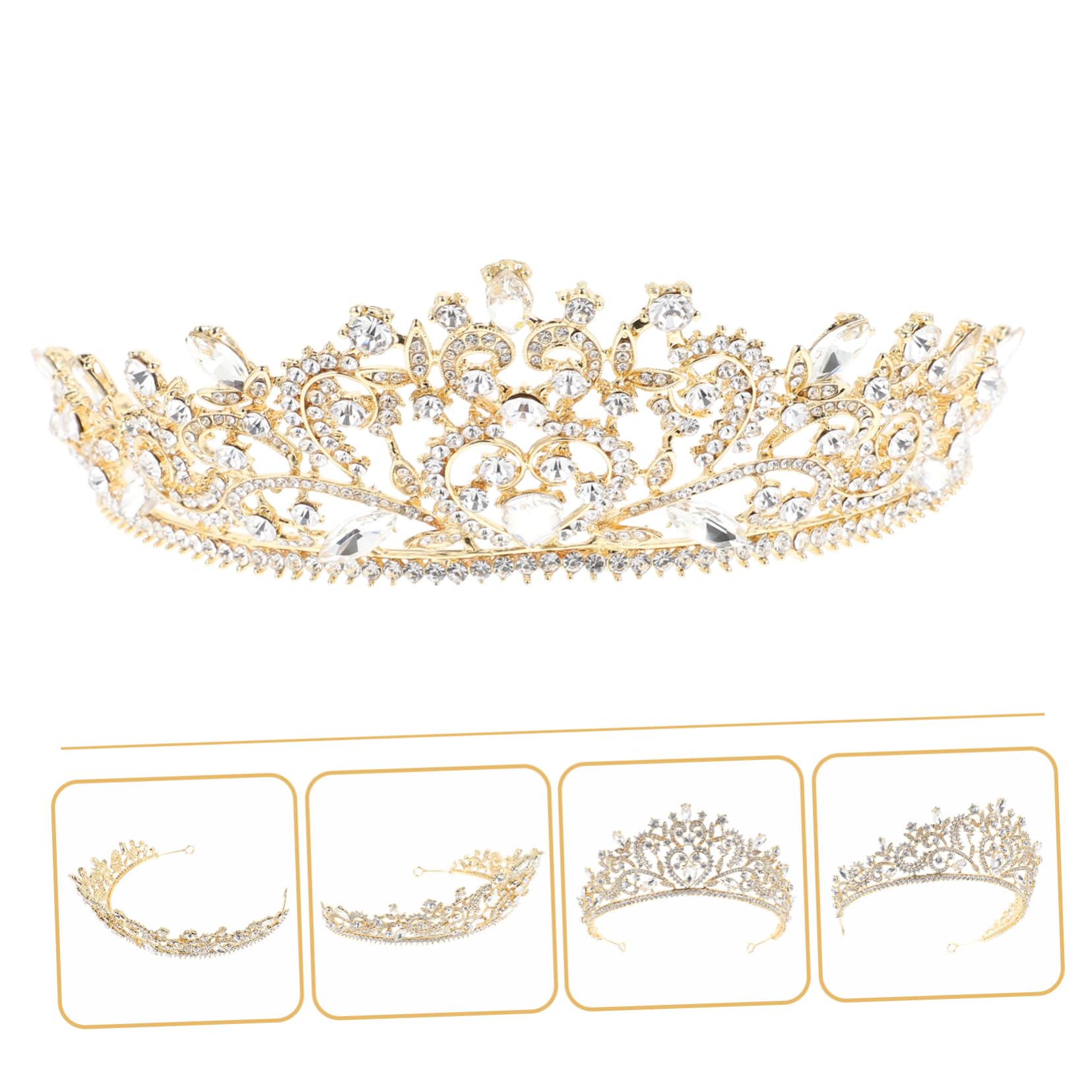 FRCOLOR Baroque Style Wedding Tiara Crown for Bride – Shiny Rhinestone Headdress for Bridal Photo Shoots & Ceremonies | Perfect for Weddings, Prom, Pageants & Special Occasions