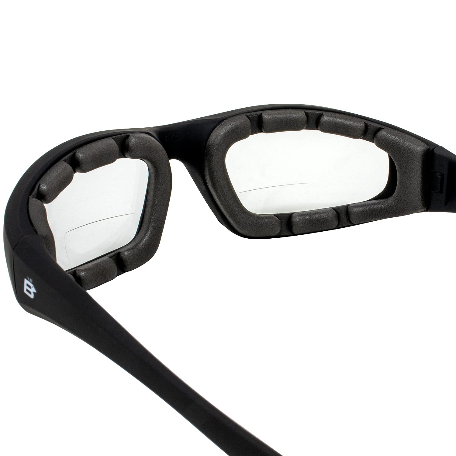 Birdz Eyewear Oriole Padded Safety Bifocal Motorcycle Glasses - Black Frame, Clear Lenses with 1.75 Magnification - Includes Carry Bag - Perfect for Riding, Cycling & Outdoor Activities