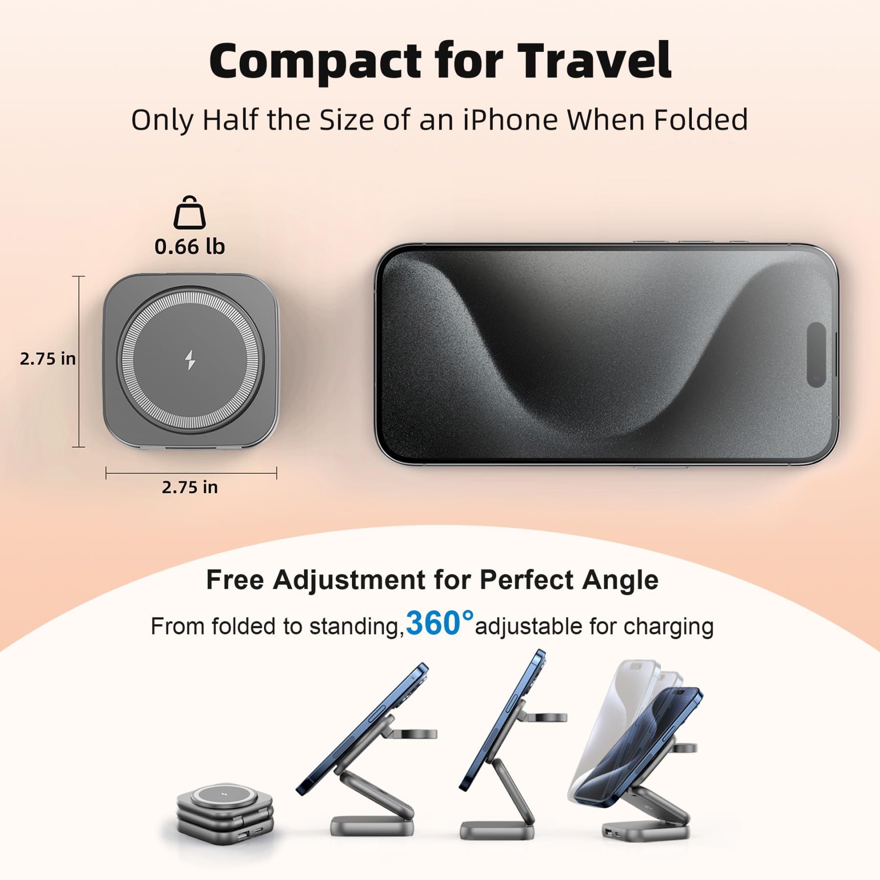 5-in-1 Magnetic Wireless Charging Station for iPhone 16/15/14/13 Series - 15W Fast Charging Foldable Stand with AC Island Design - Compatible with Apple Watch & AirPods (Includes 35W Adapter) - Perfect for Home, Office & Travel Charging Needs