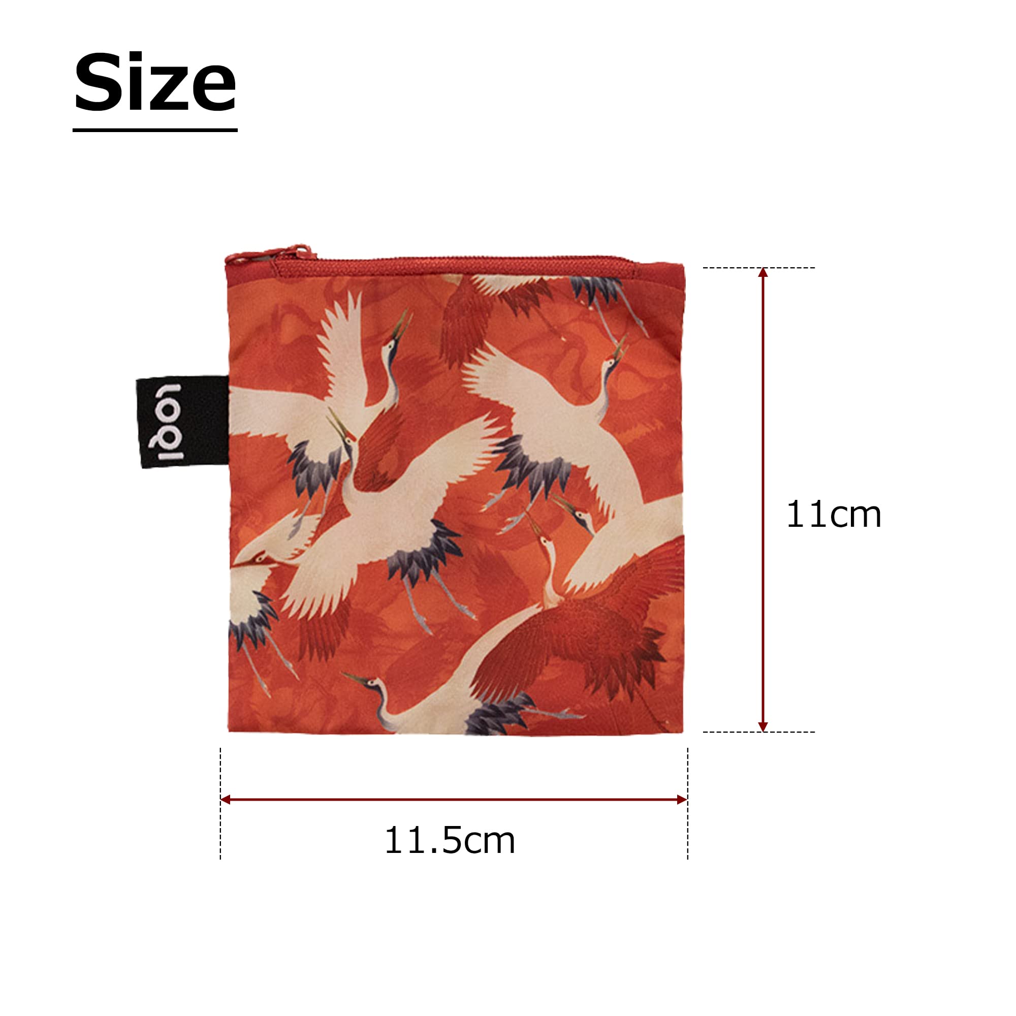 LOQI Museum Collection Tote Bag - White Crane and Red Crane Design | Eco-Friendly Reusable Shopping Bag for Groceries, Travel & Daily Use