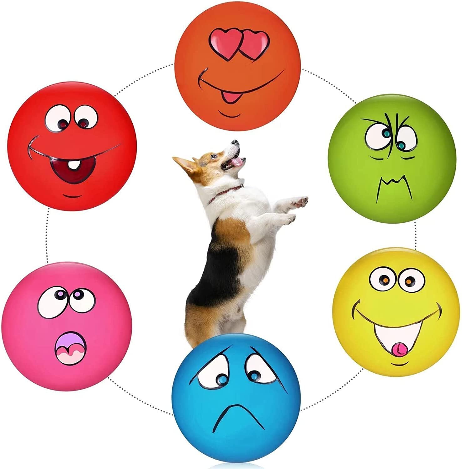 **Durable Latex Rubber Squeaky Dog Toys - 6PCS Soft Chew Teething Fetch Balls for Small & Medium Dogs - Perfect for Playtime, Training & Puppy Gifts**
