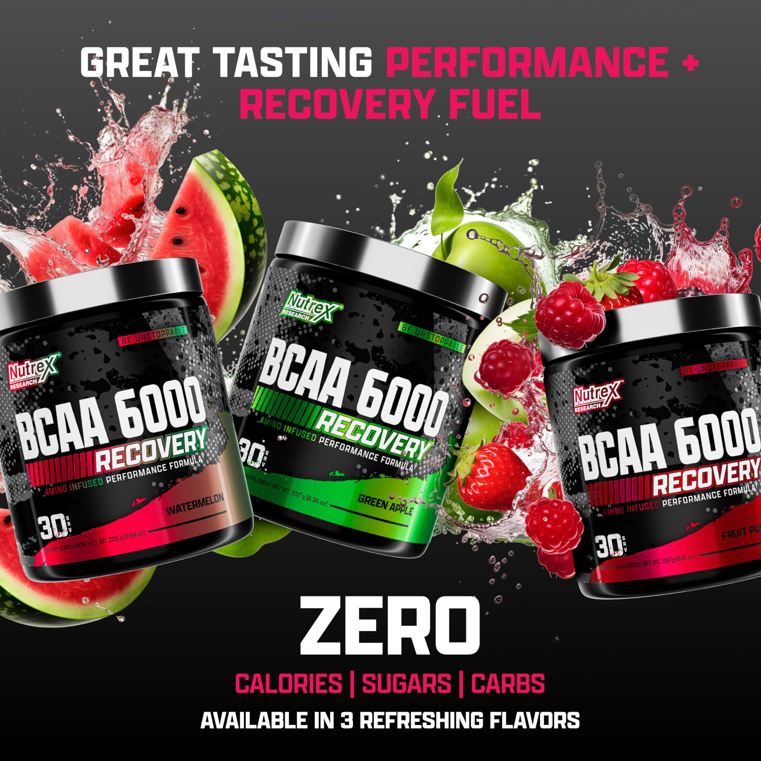 Nutrex Research BCAA Powder 6000 - 6g BCAAs Amino Acid Supplement for Muscle Recovery & Growth | Post Workout Energy Drink | Watermelon Flavor (30 Servings) - Ideal for Gym, Fitness & Athletic Performance