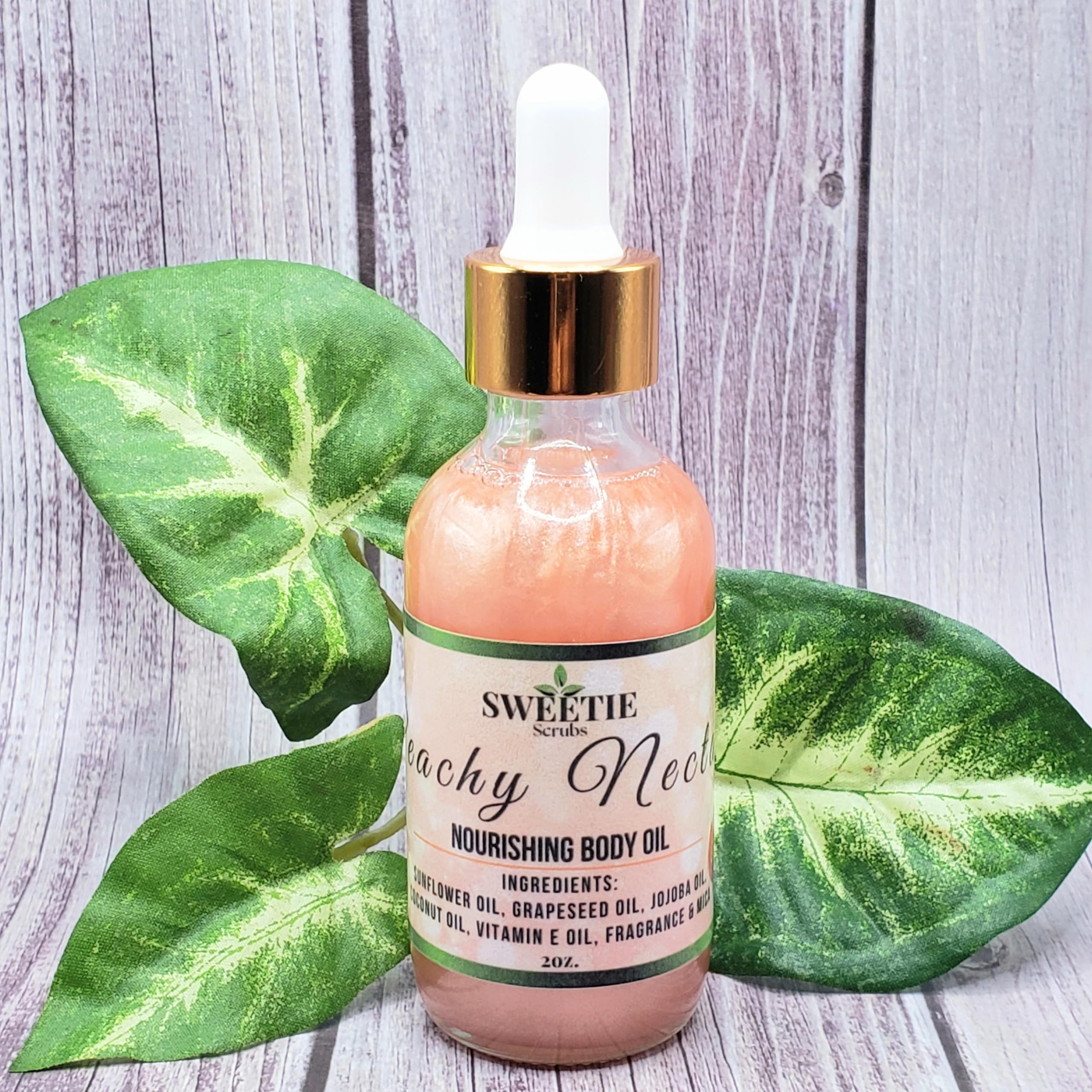 Peachy Nectar Handmade Moisturizing Body Oil - Peach Scented Nourishing Dry Skin Treatment | After Shower Hydration & Massage Oil for Soft, Glowing Skin | Perfect for Daily Moisturizing, Spa Days & Self-Care Rituals