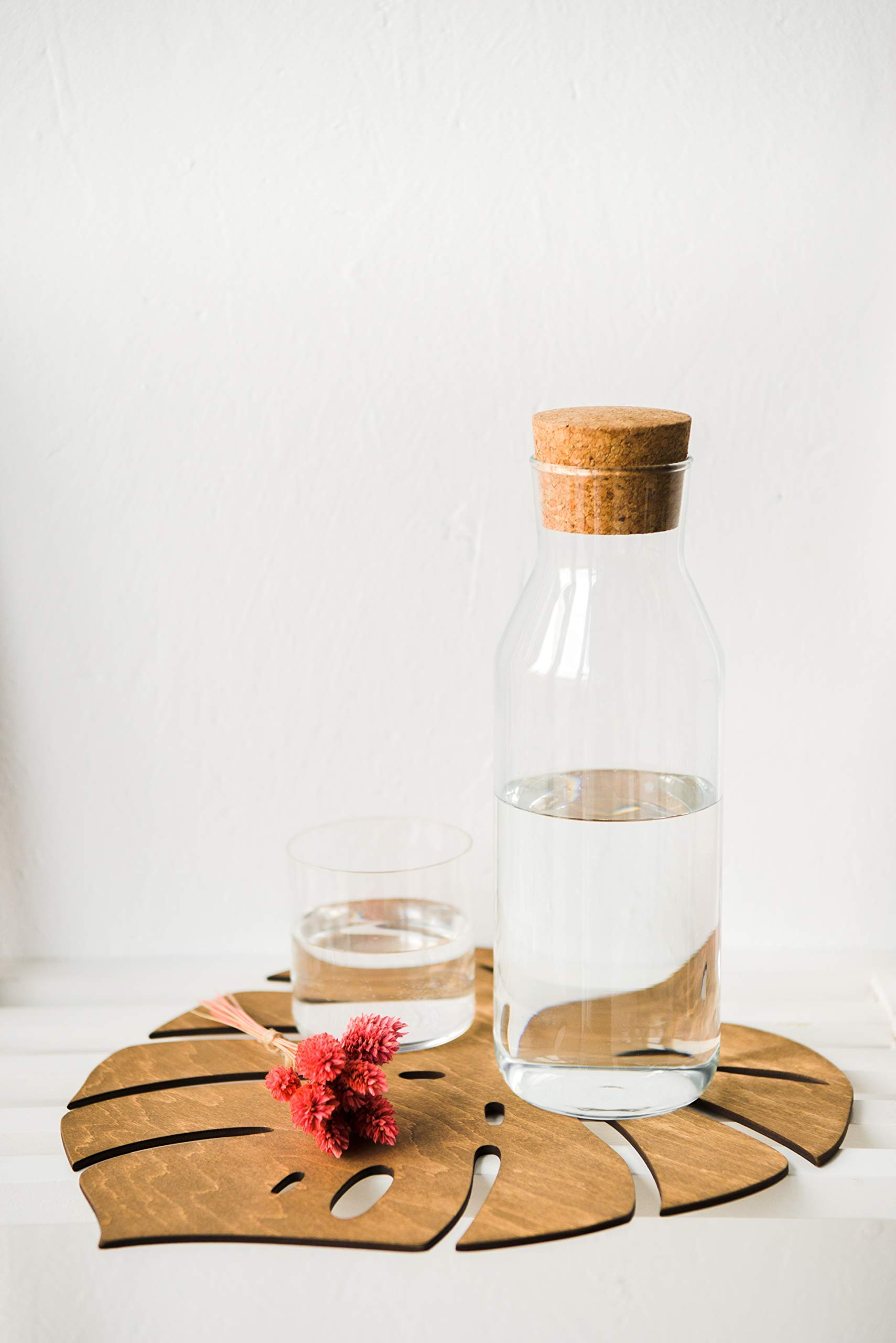 Natural Wooden Placemats for Dining Table - Monstera Leaf Design Table Mats - Perfect for Kitchen, Dining Room, and Outdoor Picnics