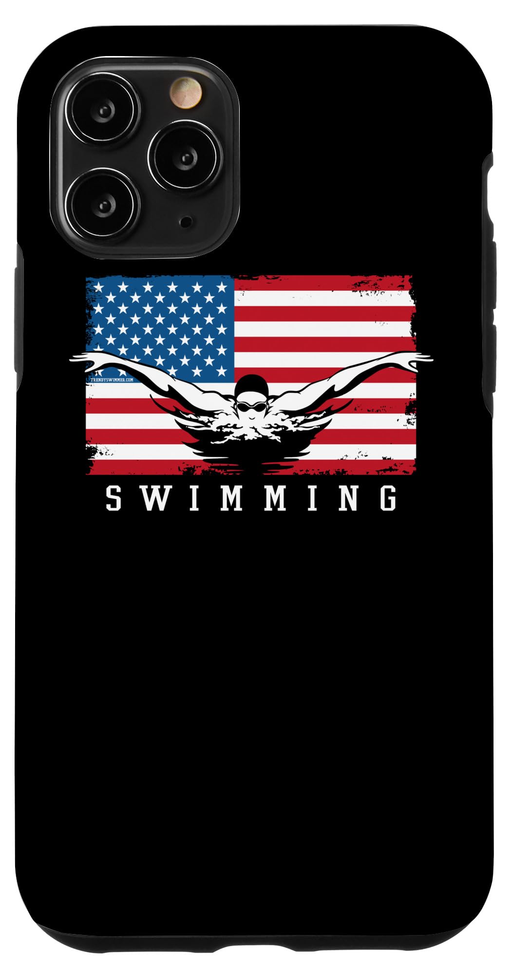 iPhone 11 Pro Case - Patriotic USA Flag Design for Swimmers & Swim Teams - Waterproof Protective Cover for Pool, Beach & Competitive Swimming