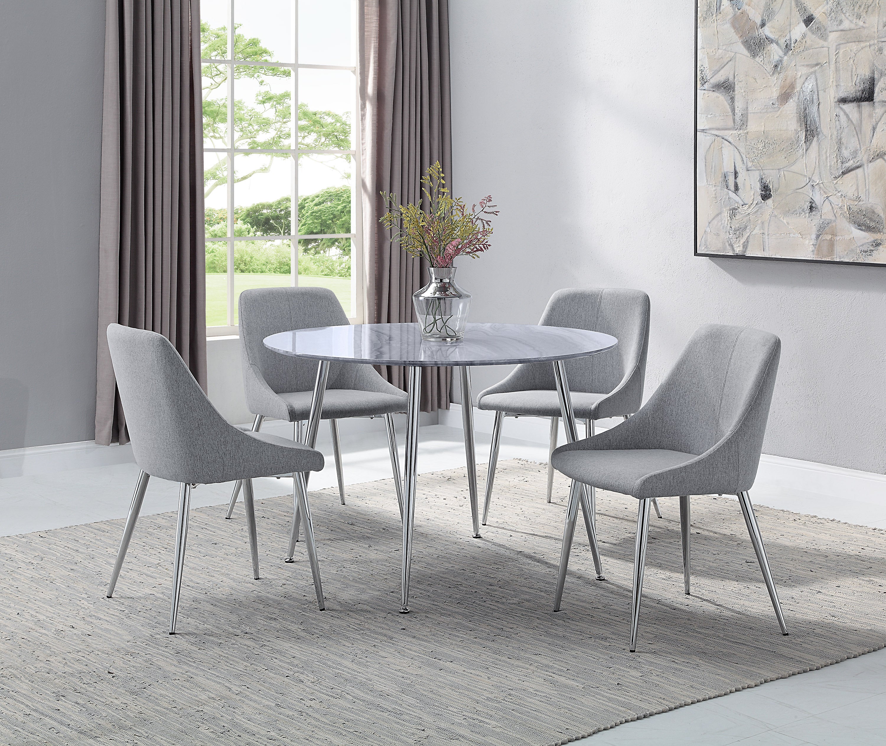 2-Piece Modern Chrome/Gray Side Chairs with Metal Legs & Wooden Seat - Perfect for Dining Room, Kitchen, Office or Small Space Decor