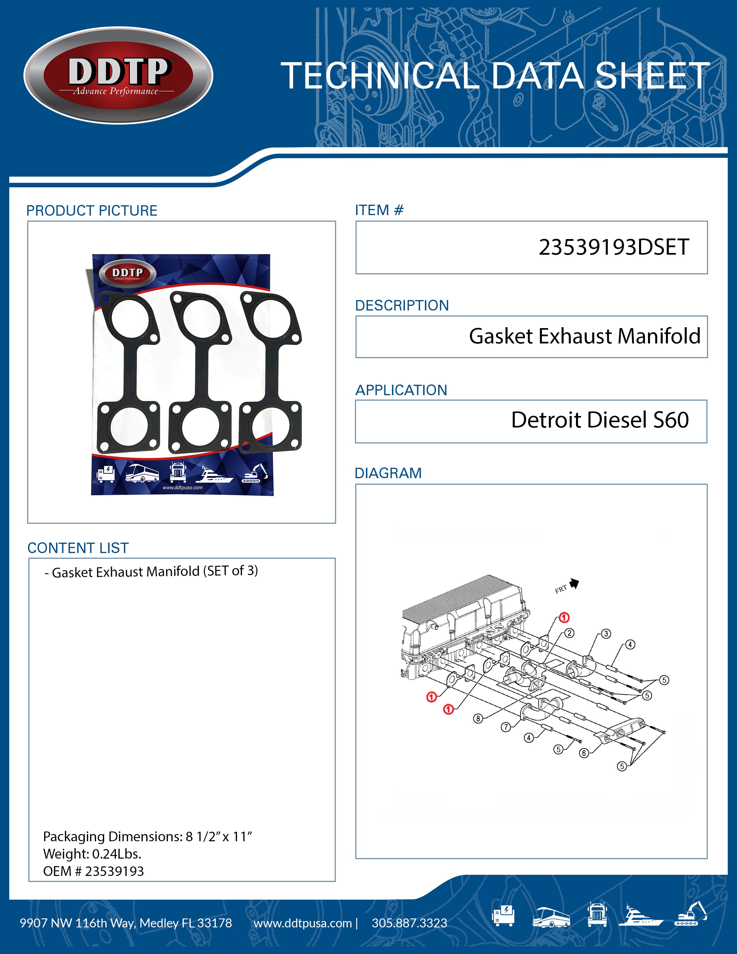 High-Performance Exhaust Manifold Gasket Set for Volvo S60 (3-Piece) - Durable Seal for Engine Repair & Maintenance, Perfect for DIY Auto Enthusiasts & Professional Mechanics
