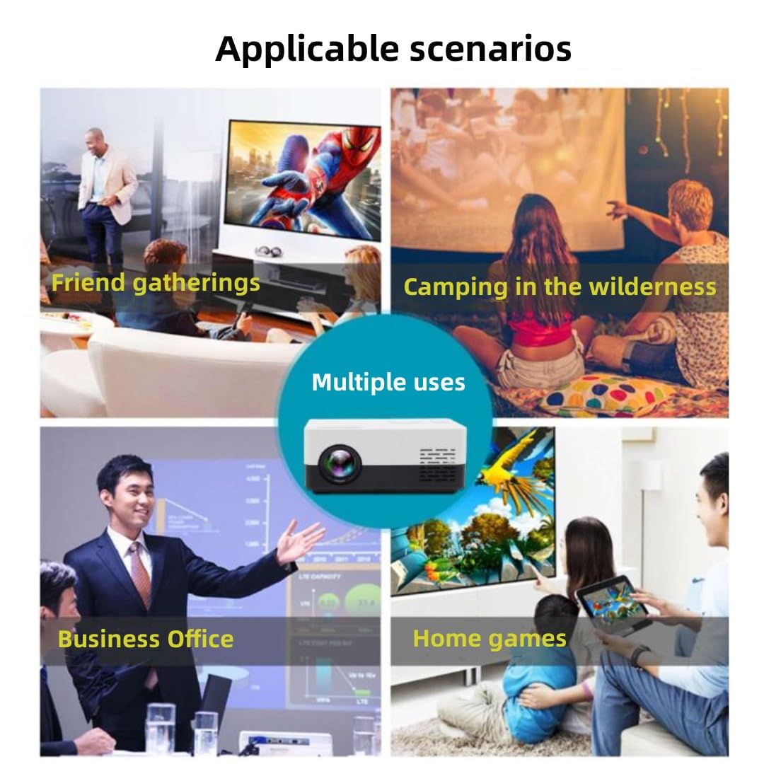 Mini Projector Portable 1080P Full HD Video Projector - Home Theater Movie Projector for iPhone, Android, Laptop | Compatible with HDMI, USB, AV | Perfect for Bedroom Movies, Outdoor Camping & Presentations (Pink)