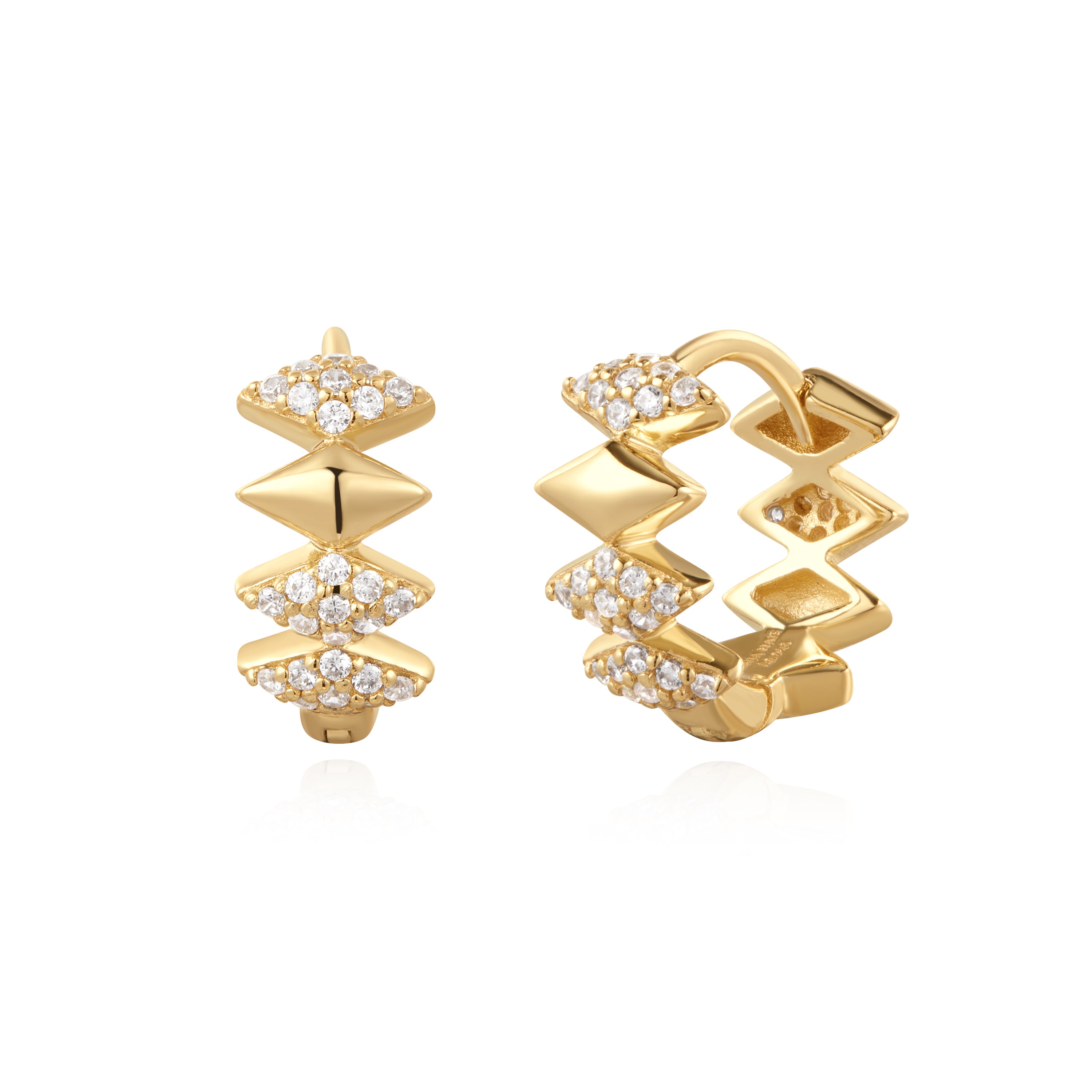 Gold Multi Sparkle Huggie Earrings - Elegant & Dainty Jewelry for Women - Perfect for Parties, Weddings & Everyday Wear