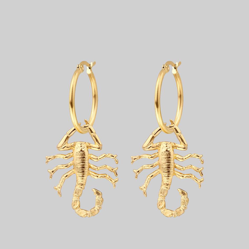 NOXIOUS Scorpion Hoop Earrings - 14K Gold Plated Gothic Jewelry for Women, Punk Style Accessories | Perfect for Halloween, Costume Parties & Alternative Fashion