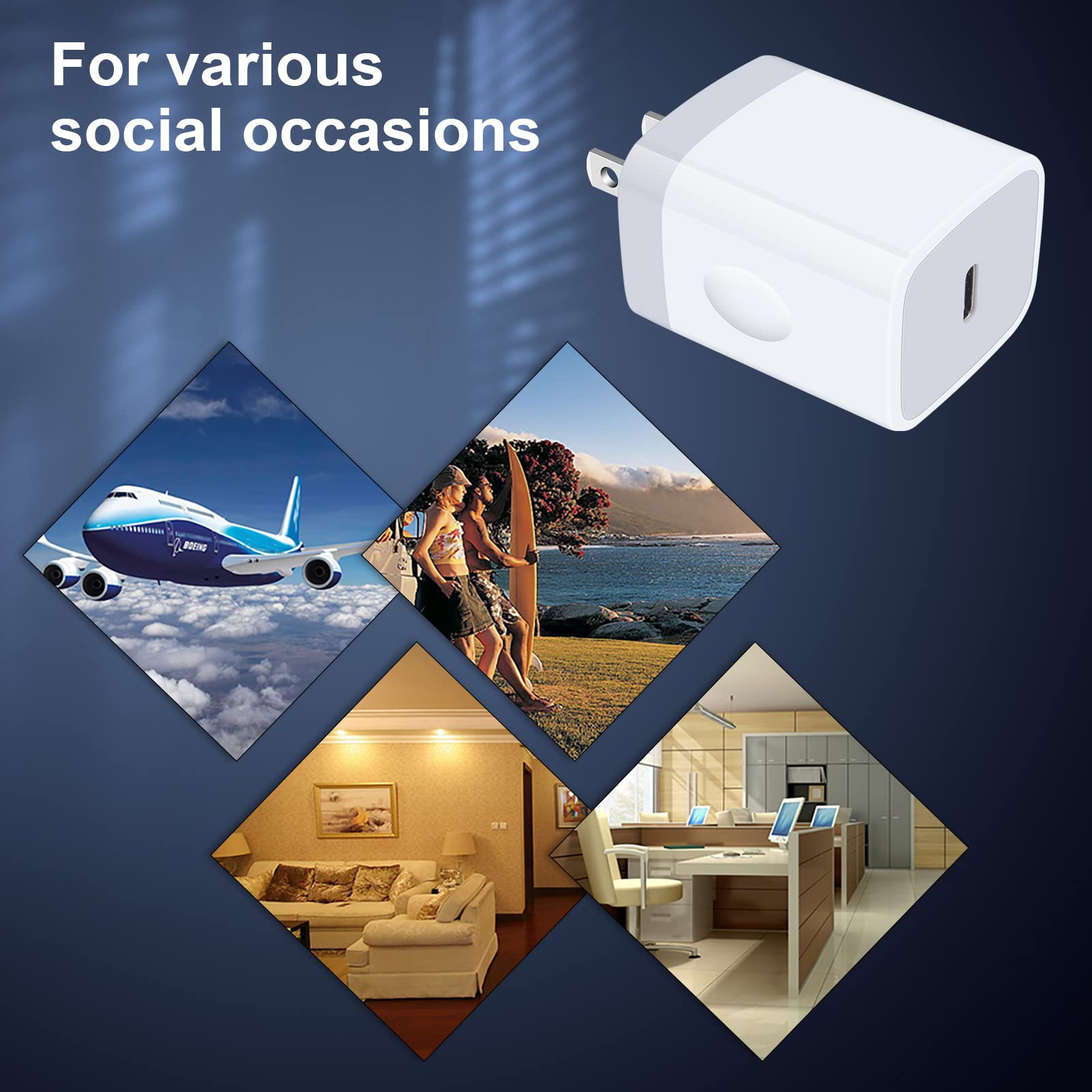 20W USB-C Fast Wall Charger for Samsung Galaxy A15/A13 5G/A14/S21 FE/S24/S23/S22/21 Ultra/A03S 5G/A53/Z Flip6/Z Fold6, iPhone 16/15/14/13/SE(2020)/12/11 Pro Max, Pixel 9 - Compact PD Charging Adapter for Home, Office & Travel