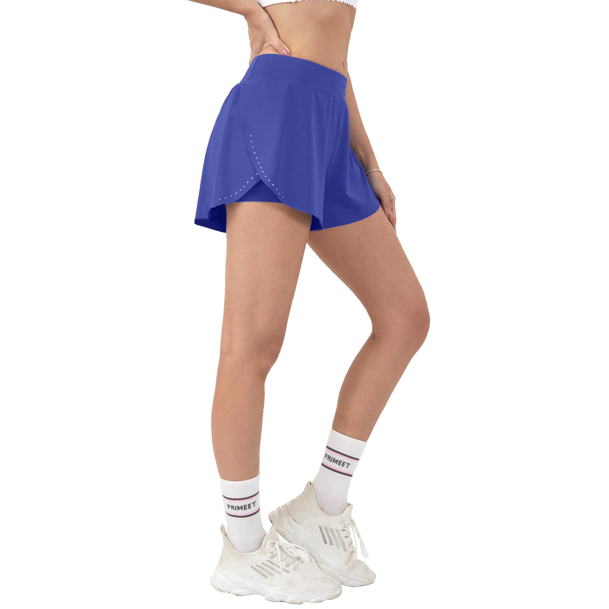 Aurefin Women's 2-in-1 High Waist Running Shorts - Lightweight Athletic Yoga Gym Shorts with Flowy Design for Workout & Lounge Wear | Perfect for Jogging, Yoga, Gym & Casual Outfits