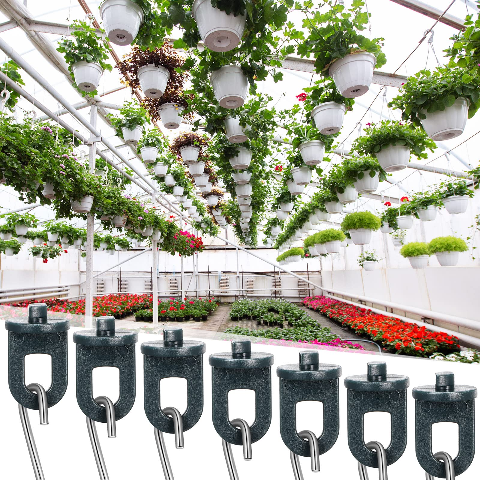 Ripeng 100-Piece Greenhouse Hooks Hangers - Heavy Duty Stainless Steel S Hooks with Twist Clips for Hanging Plants, Plastic Insulation Netting & Shading - Perfect for Outdoor Garden, Greenhouse & Vertical Farming
