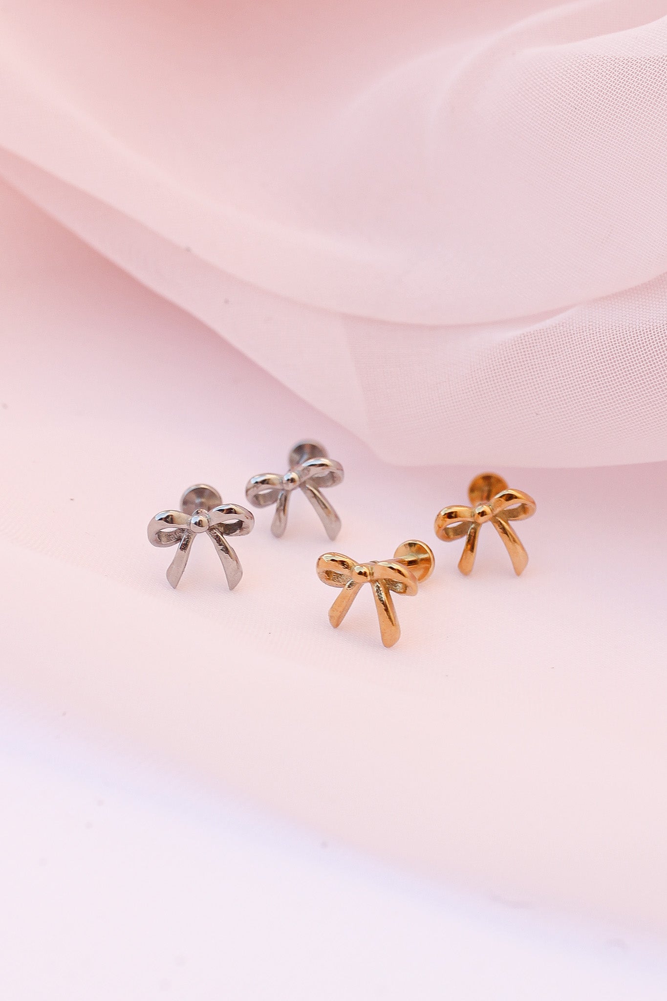 Gold Bow Flat Back Stud Earrings - Elegant & Dainty Jewelry for Women & Girls - Perfect for Parties, Weddings & Everyday Wear