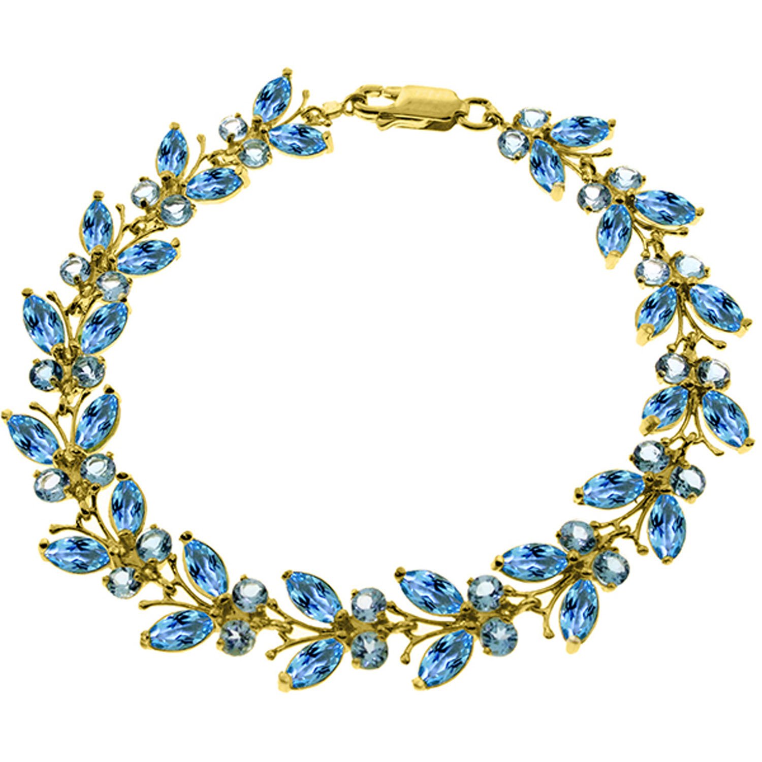 14K Solid Gold Butterfly Bracelet with 16.5 Carat Blue Topaz - Elegant Jewelry for Women, Perfect for Weddings, Anniversaries & Special Occasions