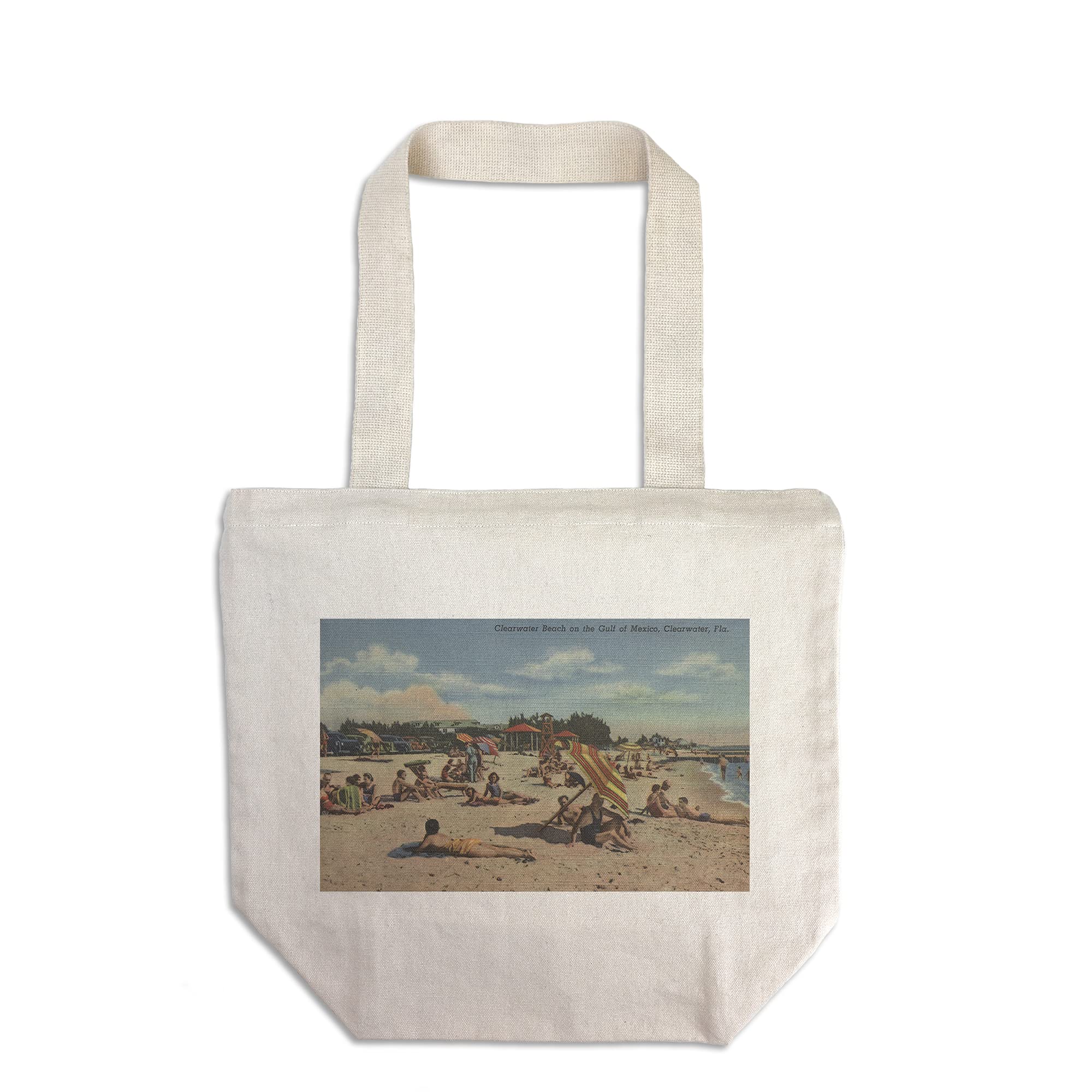 Lantern Press Clearwater FL Sunbathers Beach Tote Bag - 100% Cotton Canvas Reusable Shopping Bag - Perfect for Beach Trips, Groceries & Eco-Friendly Lifestyle